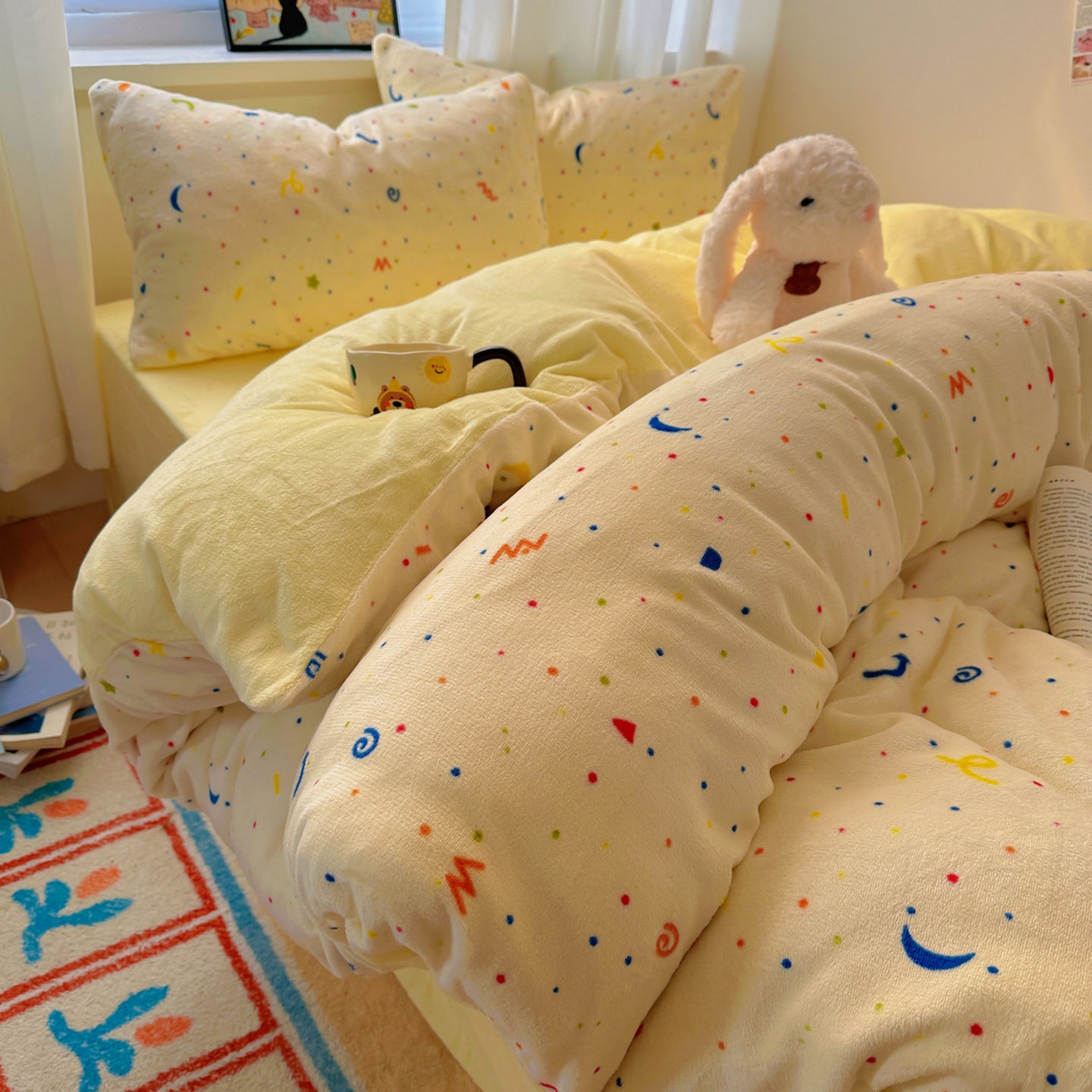 91家纺网 家纺一手货源 找家纺 小叮当家纺仓储工厂店 买家秀 爆款花型2025新款小清新180克跑量款牛奶绒单被套 被套单件 浪漫星河