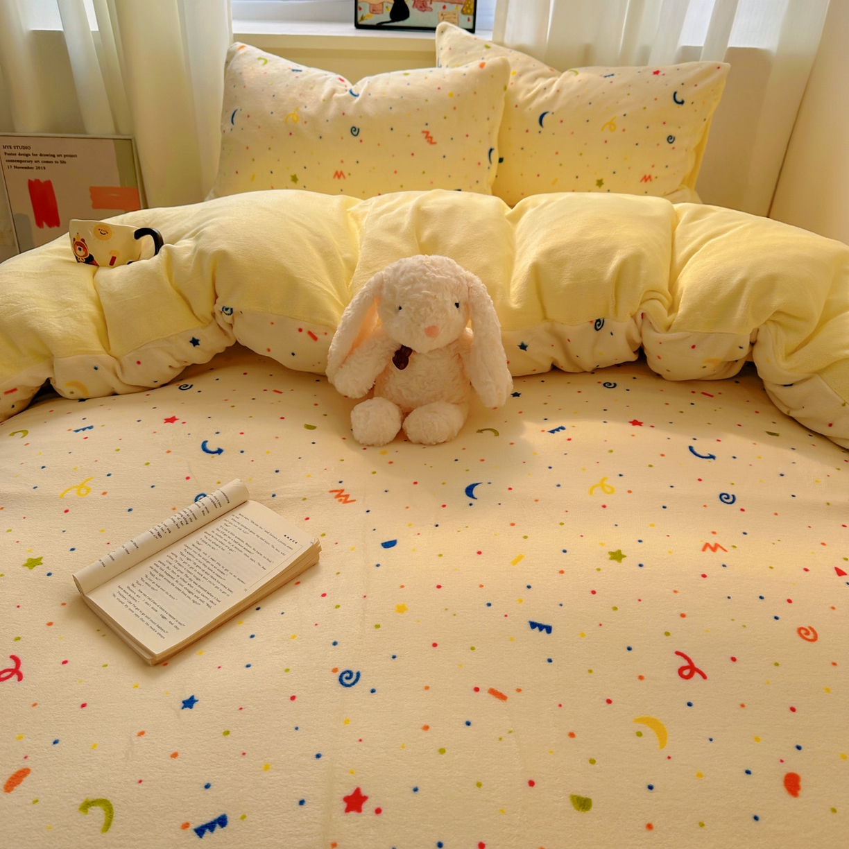 91家纺网 家纺一手货源 找家纺 小叮当家纺仓储工厂店 买家秀 爆款花型2025新款小清新180克跑量款牛奶绒单被套 被套单件 浪漫星河