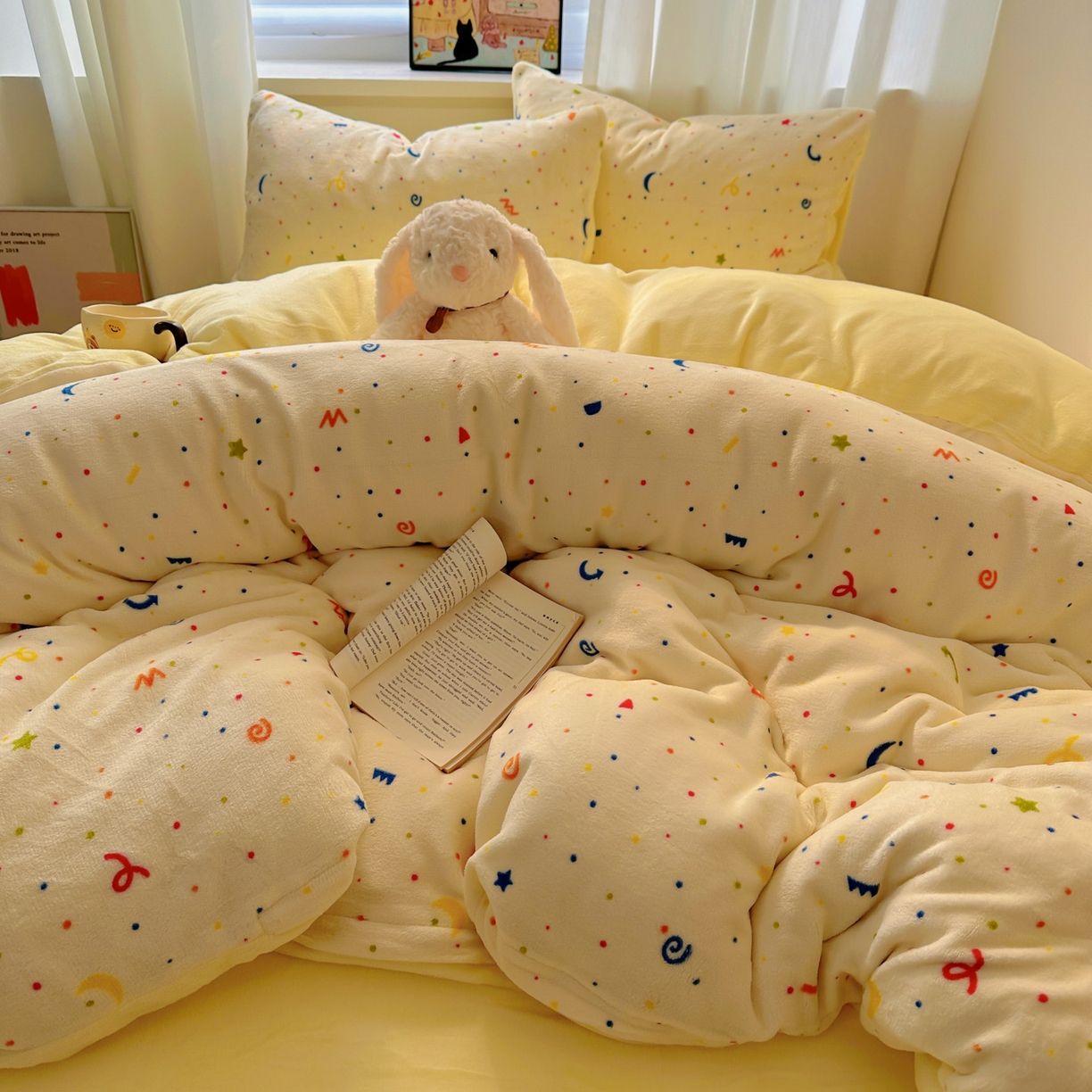 91家纺网 家纺一手货源 找家纺 小叮当家纺仓储工厂店 买家秀 爆款花型2025新款小清新180克跑量款牛奶绒单被套 被套单件 浪漫星河