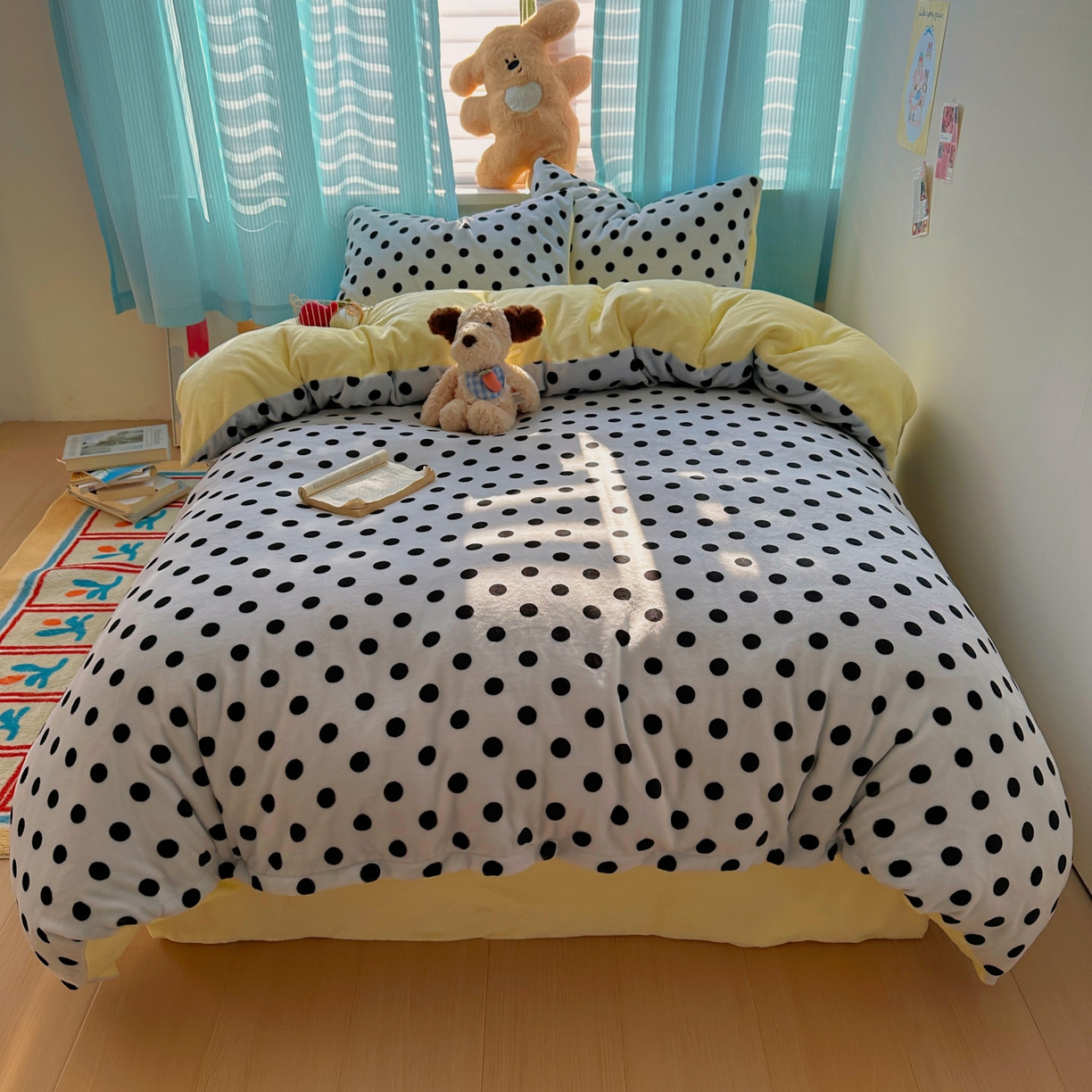 91家纺网 家纺一手货源 找家纺 小叮当家纺仓储工厂店 买家秀 爆款花型2025新款小清新180克跑量款牛奶绒单被套 被套单件 奶茶珍珠蓝