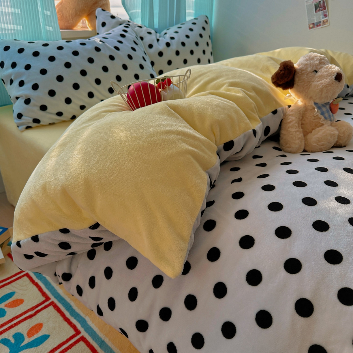 91家纺网 家纺一手货源 找家纺 小叮当家纺仓储工厂店 买家秀 爆款花型2025新款小清新180克跑量款牛奶绒单被套 被套单件 奶茶珍珠蓝