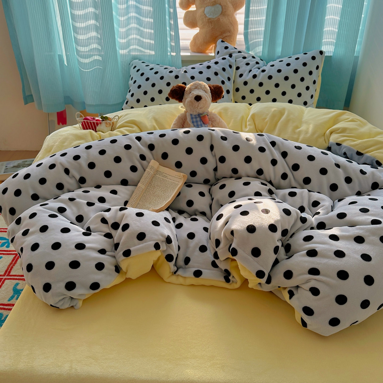 91家纺网 家纺一手货源 找家纺 小叮当家纺仓储工厂店 买家秀 爆款花型2025新款小清新180克跑量款牛奶绒单被套 被套单件 奶茶珍珠蓝