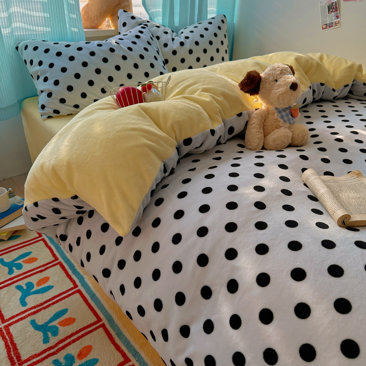 91家纺网 家纺一手货源 找家纺 小叮当家纺仓储工厂店 买家秀 爆款花型2025新款小清新180克跑量款牛奶绒单被套 被套单件 奶茶珍珠蓝