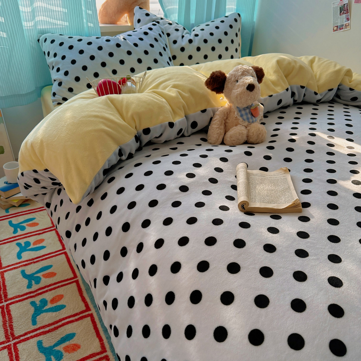 91家纺网 家纺一手货源 找家纺 小叮当家纺仓储工厂店 买家秀 爆款花型2025新款小清新180克跑量款牛奶绒单被套 被套单件 奶茶珍珠蓝