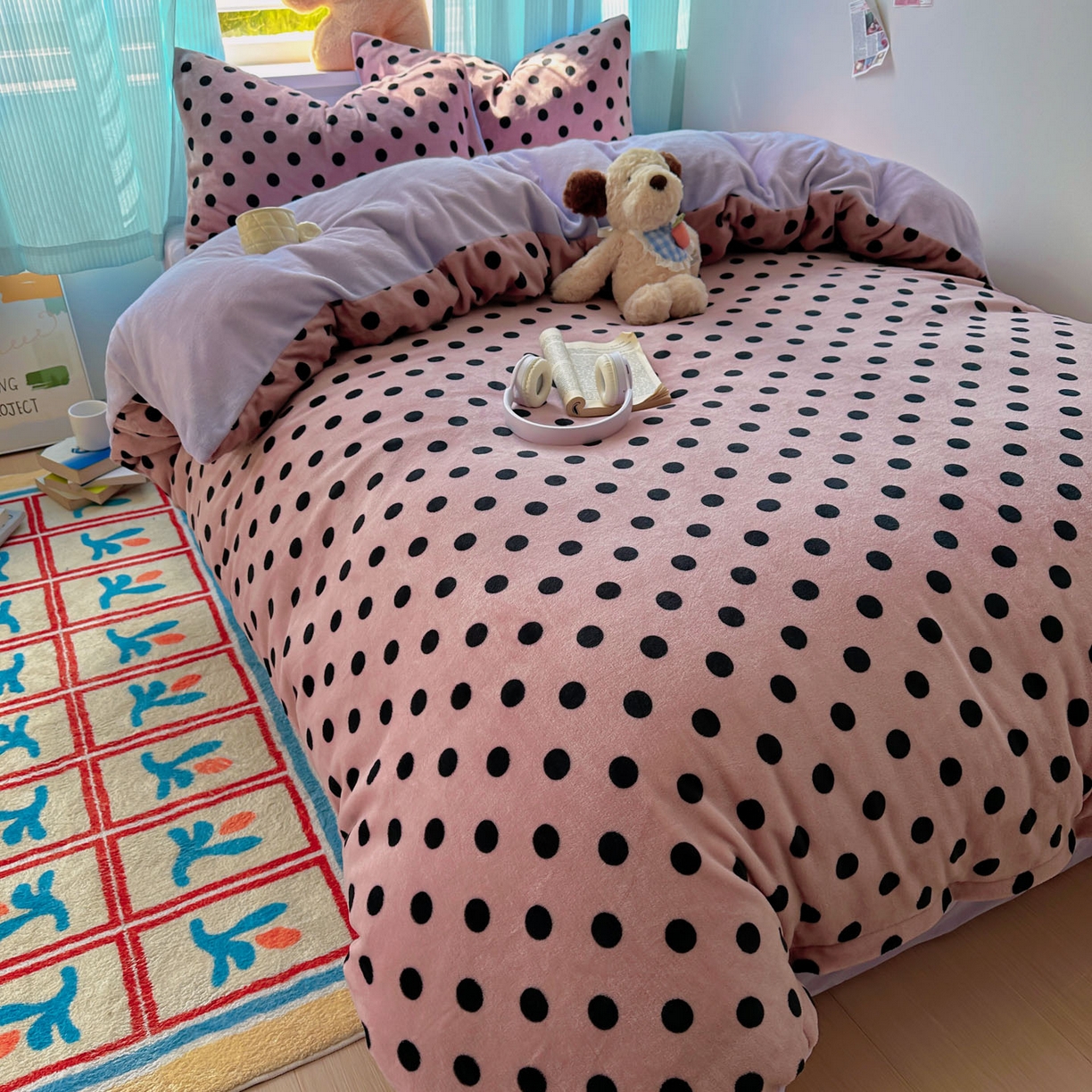 91家纺网 家纺一手货源 找家纺 小叮当家纺仓储工厂店 买家秀 爆款花型2025新款小清新180克跑量款牛奶绒单被套 被套单件 奶茶珍珠紫