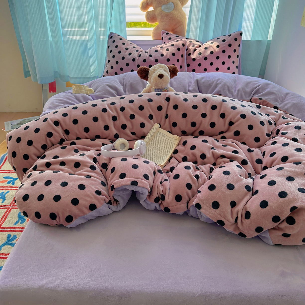 91家纺网 家纺一手货源 找家纺 小叮当家纺仓储工厂店 买家秀 爆款花型2025新款小清新180克跑量款牛奶绒单被套 被套单件 奶茶珍珠紫