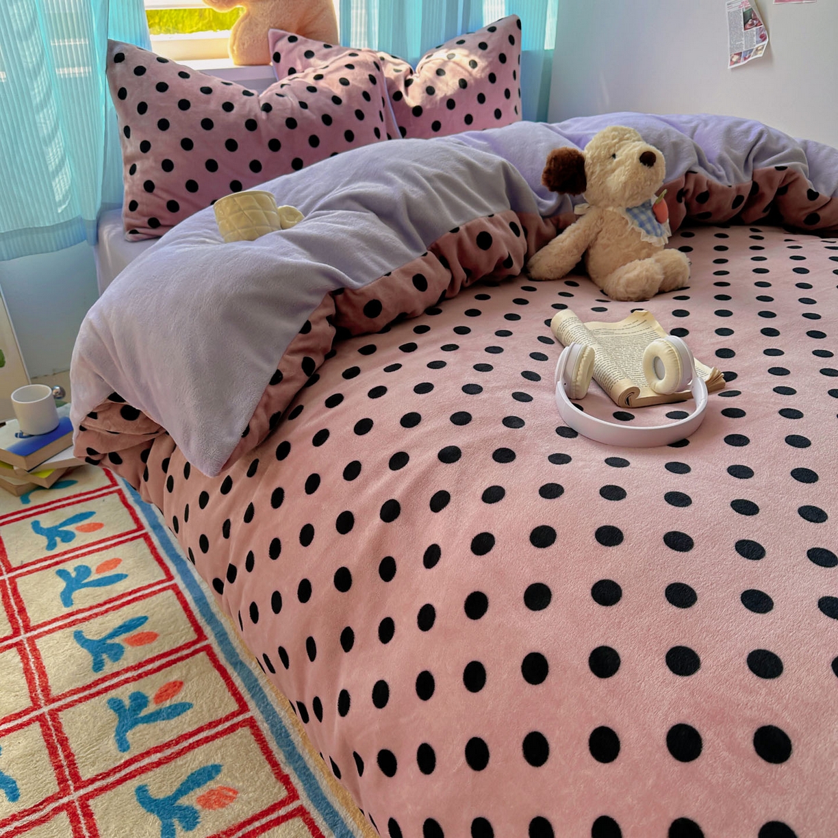 91家纺网 家纺一手货源 找家纺 小叮当家纺仓储工厂店 买家秀 爆款花型2025新款小清新180克跑量款牛奶绒单被套 被套单件 奶茶珍珠紫