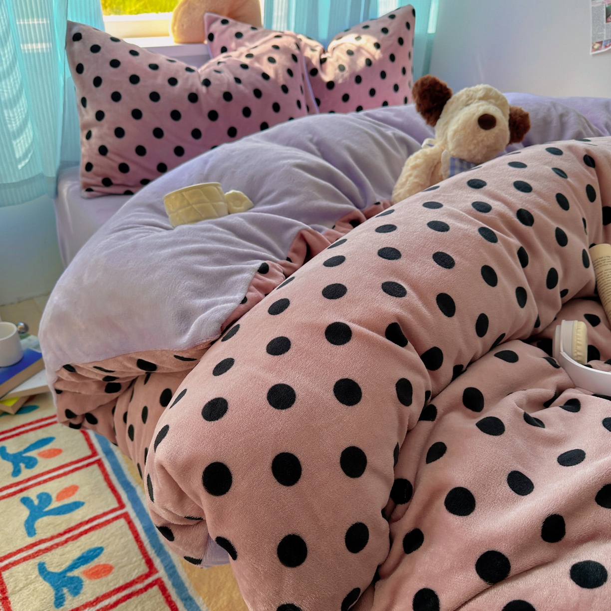 91家纺网 家纺一手货源 找家纺 小叮当家纺仓储工厂店 买家秀 爆款花型2025新款小清新180克跑量款牛奶绒单被套 被套单件 奶茶珍珠紫