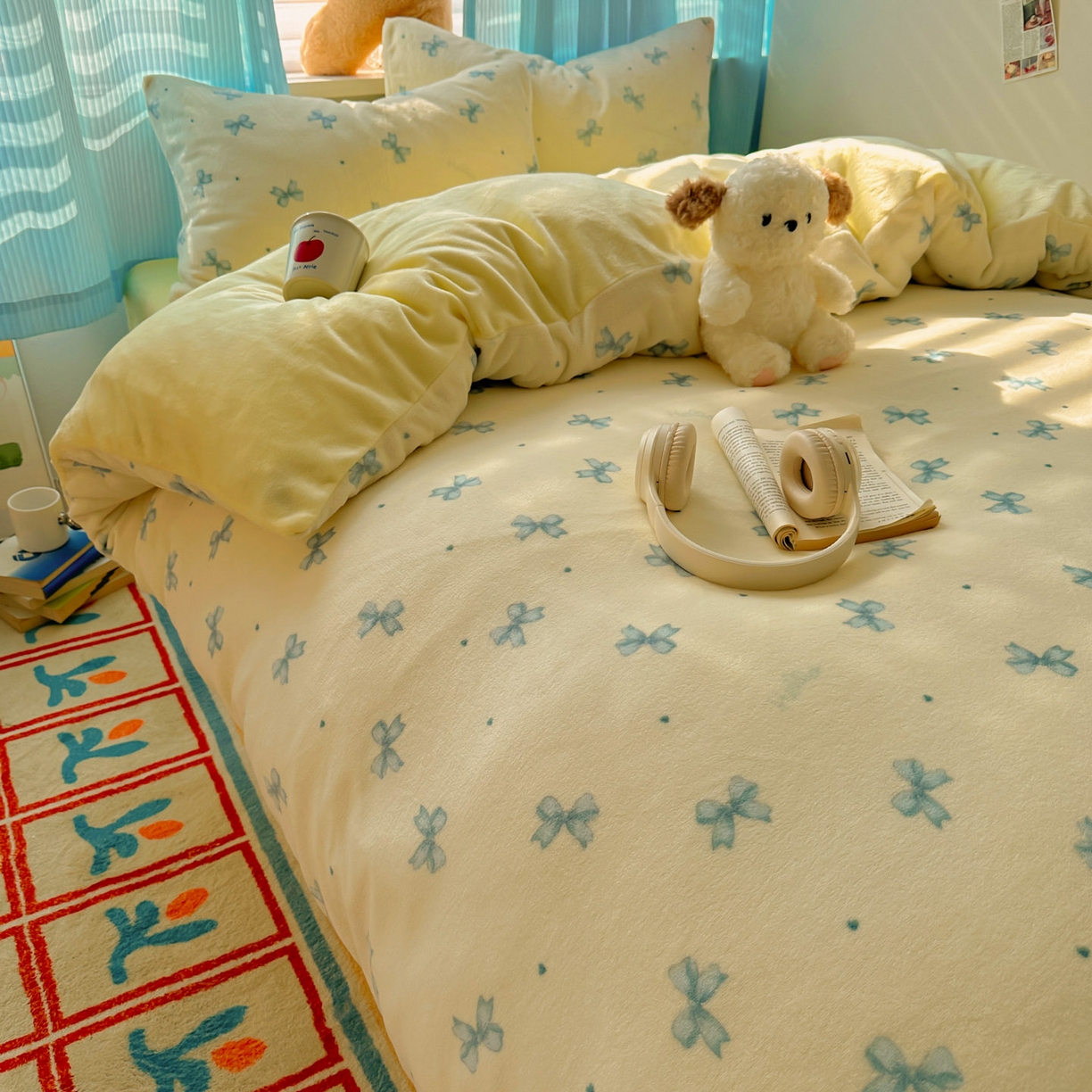 91家纺网 家纺一手货源 找家纺 小叮当家纺仓储工厂店 买家秀 爆款花型2025新款小清新180克跑量款牛奶绒单被套 被套单件 奶黄少女结