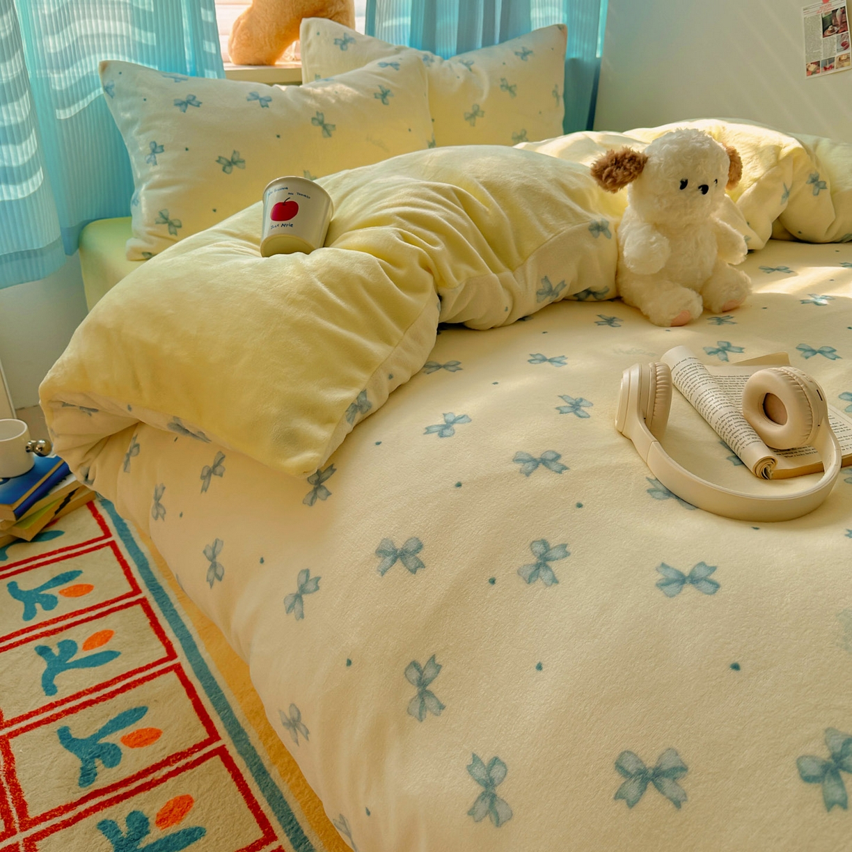 91家纺网 家纺一手货源 找家纺 小叮当家纺仓储工厂店 买家秀 爆款花型2025新款小清新180克跑量款牛奶绒单被套 被套单件 奶黄少女结