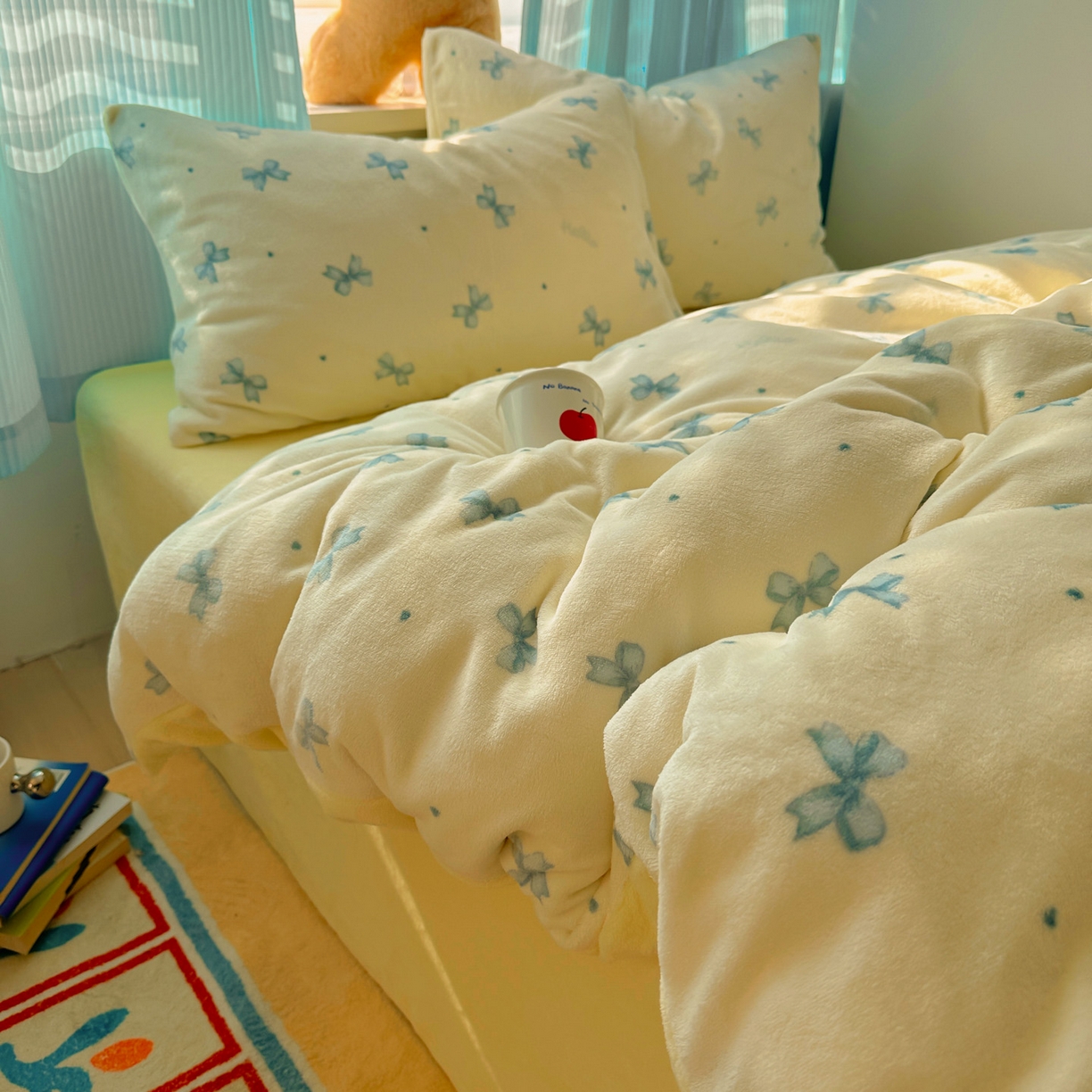 91家纺网 家纺一手货源 找家纺 小叮当家纺仓储工厂店 买家秀 爆款花型2025新款小清新180克跑量款牛奶绒单被套 被套单件 奶黄少女结