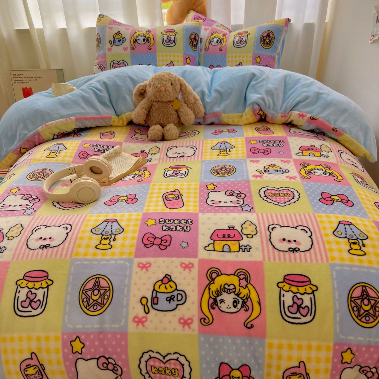 91家纺网 家纺一手货源 找家纺 小叮当家纺仓储工厂店 买家秀 爆款花型2025新款小清新180克跑量款牛奶绒单被套 被套单件 小女孩