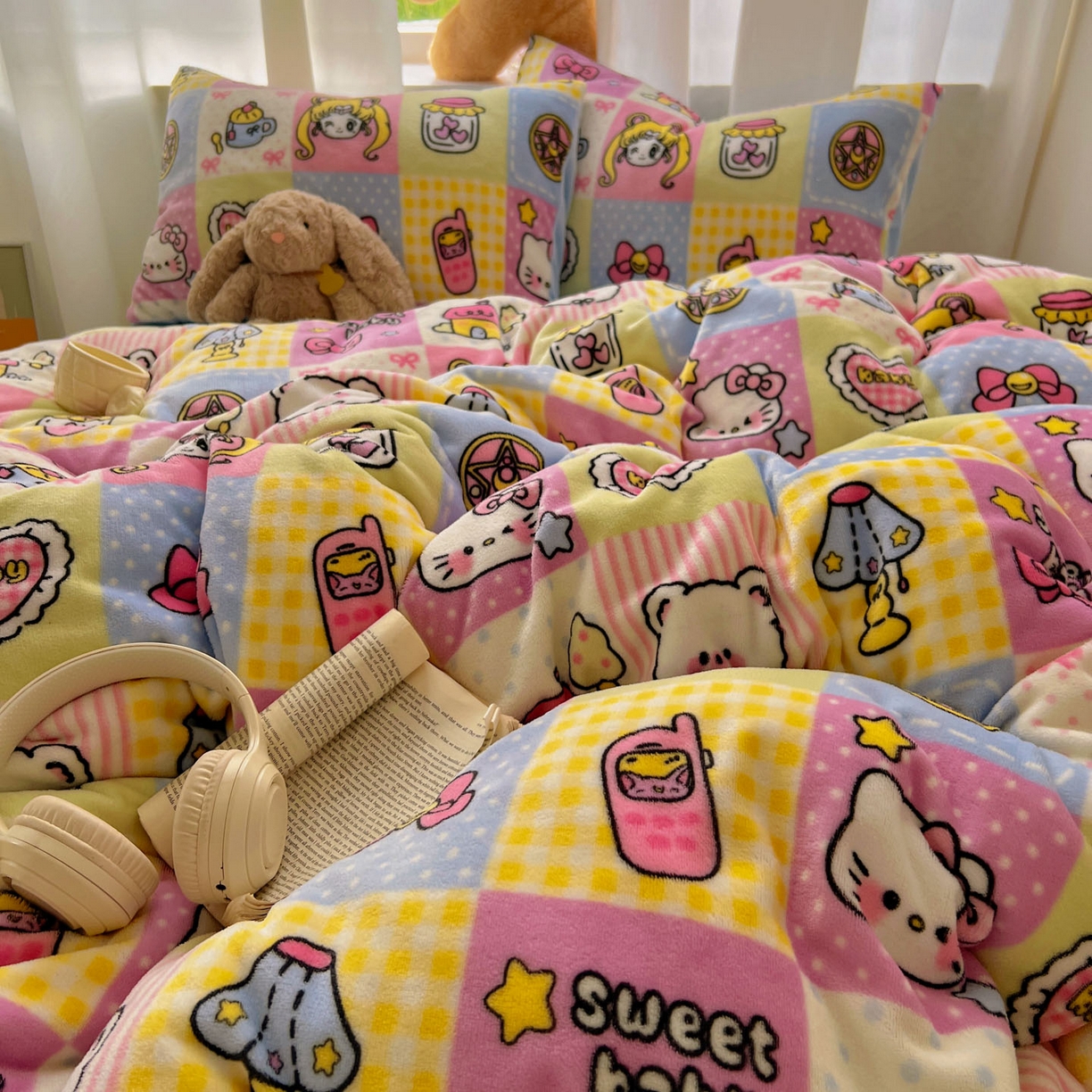 91家纺网 家纺一手货源 找家纺 小叮当家纺仓储工厂店 买家秀 爆款花型2025新款小清新180克跑量款牛奶绒单被套 被套单件 小女孩