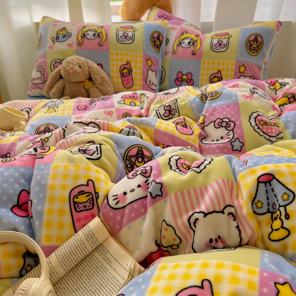 91家纺网 家纺一手货源 找家纺 小叮当家纺仓储工厂店 买家秀 爆款花型2025新款小清新180克跑量款牛奶绒单被套 被套单件 小女孩