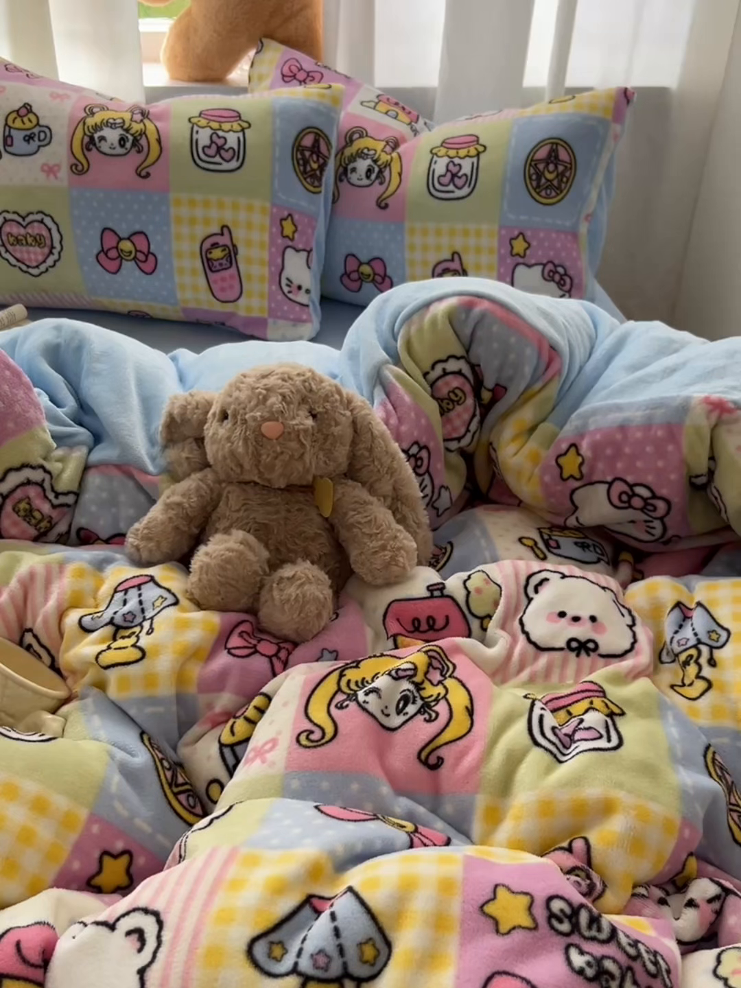 91家纺网 家纺一手货源 找家纺 小叮当家纺仓储工厂店 买家秀 爆款花型2025新款小清新180克跑量款牛奶绒单被套 被套单件 小女孩