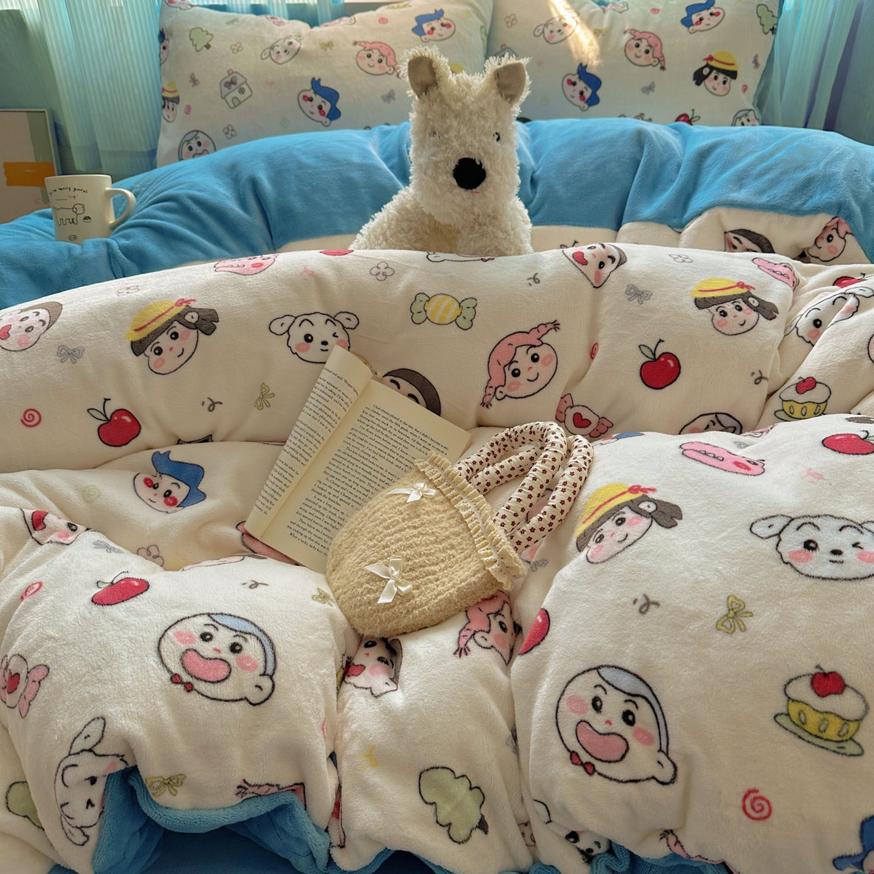 91家纺网 家纺一手货源 找家纺 小叮当家纺仓储工厂店 买家秀 爆款花型2025新款小清新180克跑量款牛奶绒单被套 被套单件 小新新