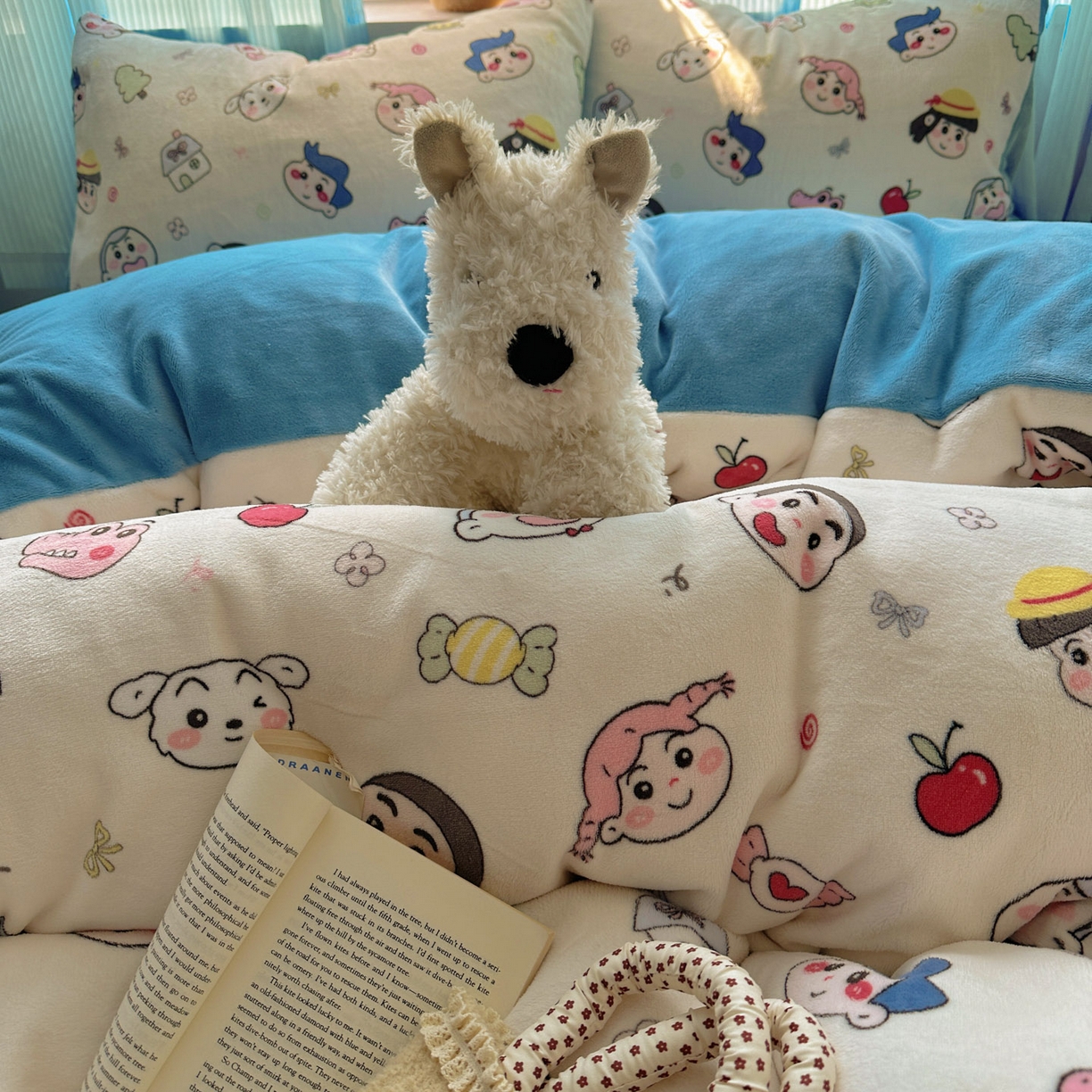 91家纺网 家纺一手货源 找家纺 小叮当家纺仓储工厂店 买家秀 爆款花型2025新款小清新180克跑量款牛奶绒单被套 被套单件 小新新