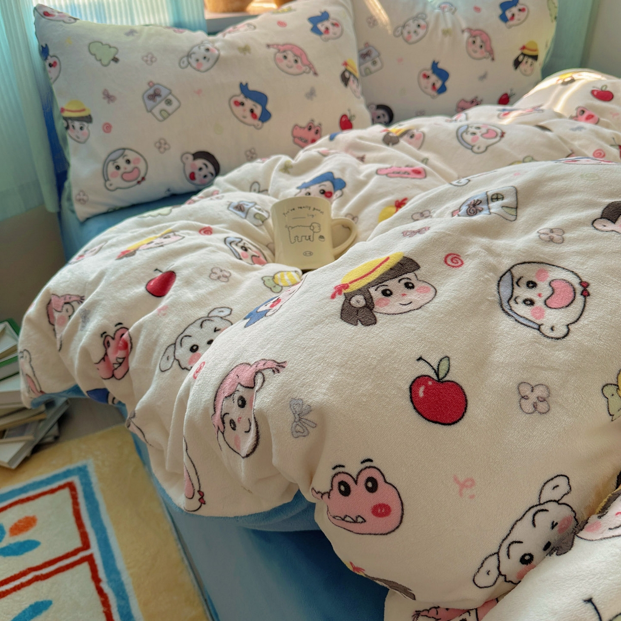 91家纺网 家纺一手货源 找家纺 小叮当家纺仓储工厂店 买家秀 爆款花型2025新款小清新180克跑量款牛奶绒单被套 被套单件 小新新