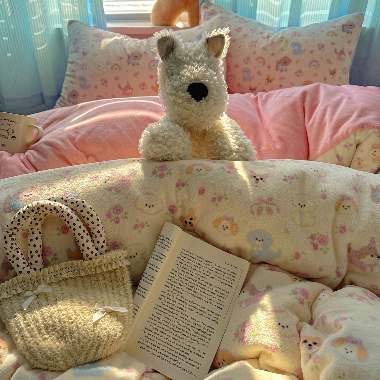 91家纺网 家纺一手货源 找家纺 小叮当家纺仓储工厂店 买家秀 爆款花型2025新款小清新180克跑量款牛奶绒单被套 被套单件 小狗乐园