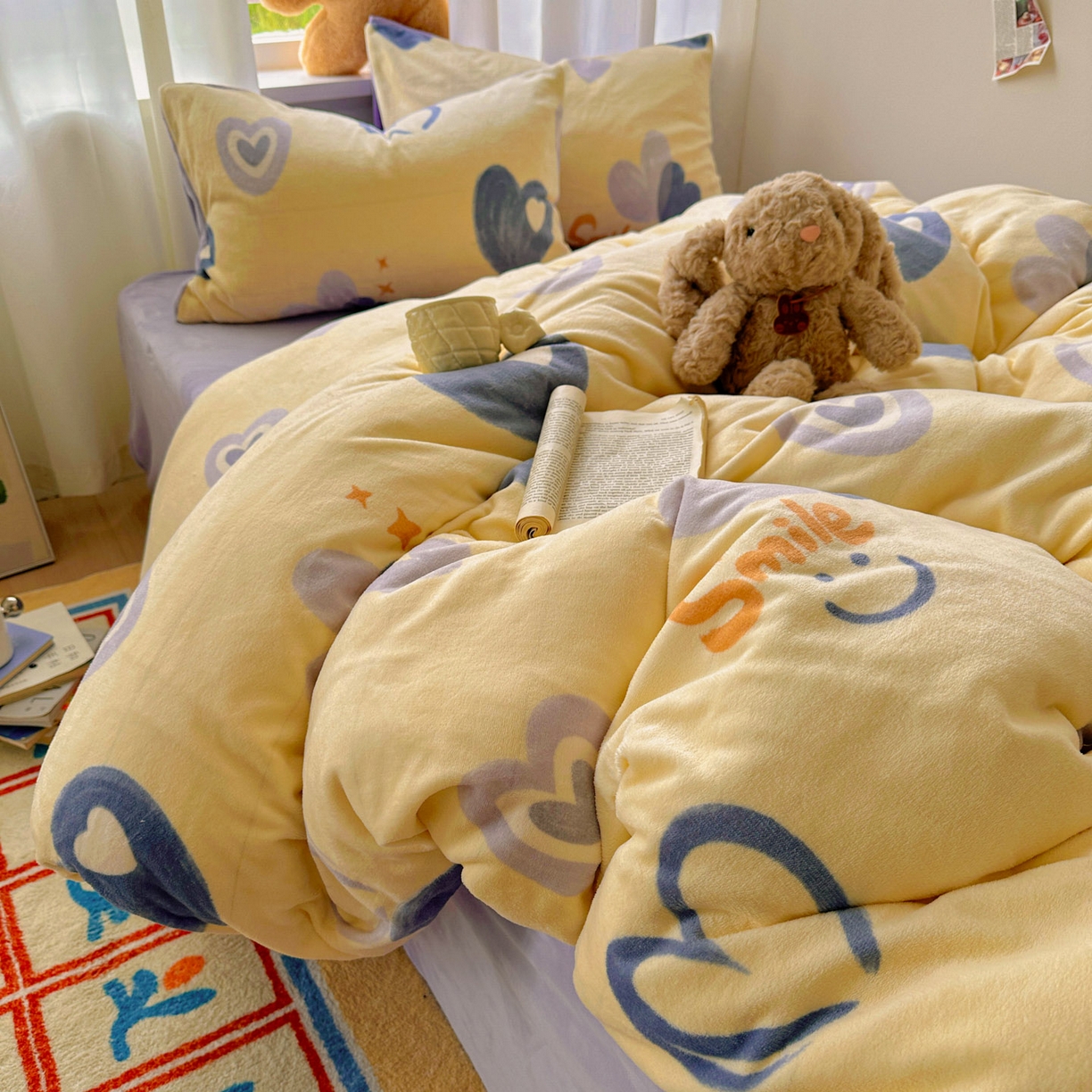 91家纺网 家纺一手货源 找家纺 小叮当家纺仓储工厂店 买家秀 爆款花型2025新款小清新180克跑量款牛奶绒单被套 被套单件 笑脸相迎