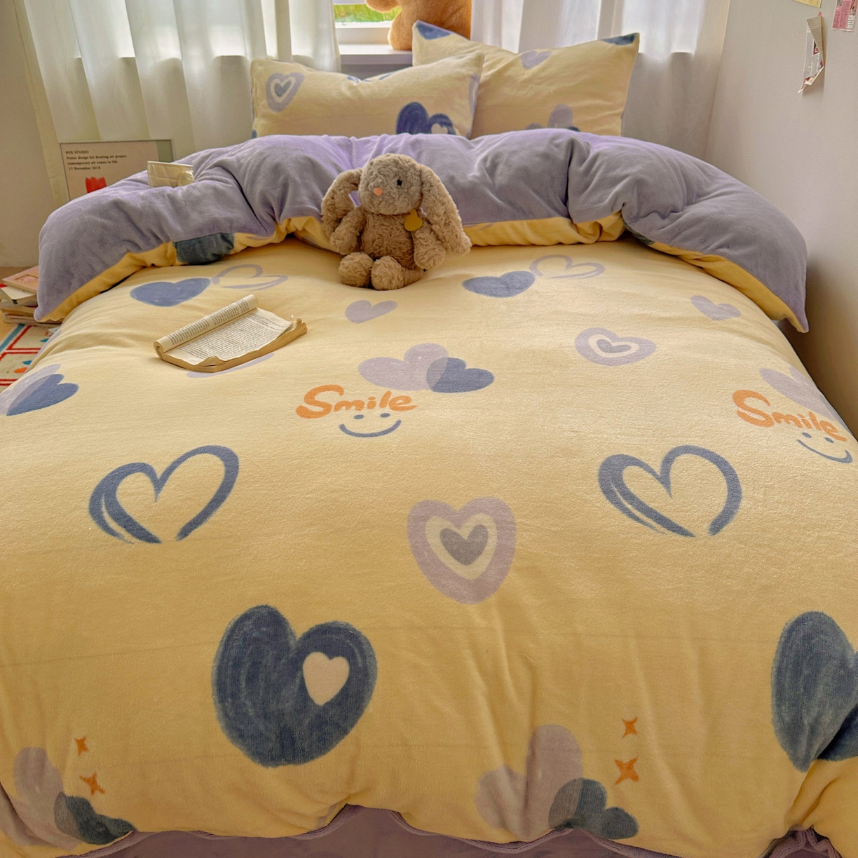 91家纺网 家纺一手货源 找家纺 小叮当家纺仓储工厂店 买家秀 爆款花型2025新款小清新180克跑量款牛奶绒单被套 被套单件 笑脸相迎