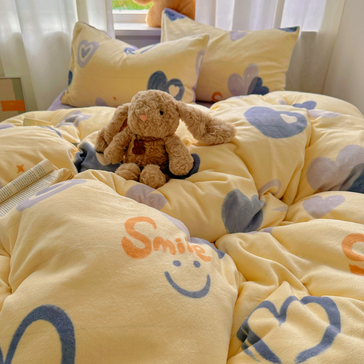 91家纺网 家纺一手货源 找家纺 小叮当家纺仓储工厂店 买家秀 爆款花型2025新款小清新180克跑量款牛奶绒单被套 被套单件 笑脸相迎