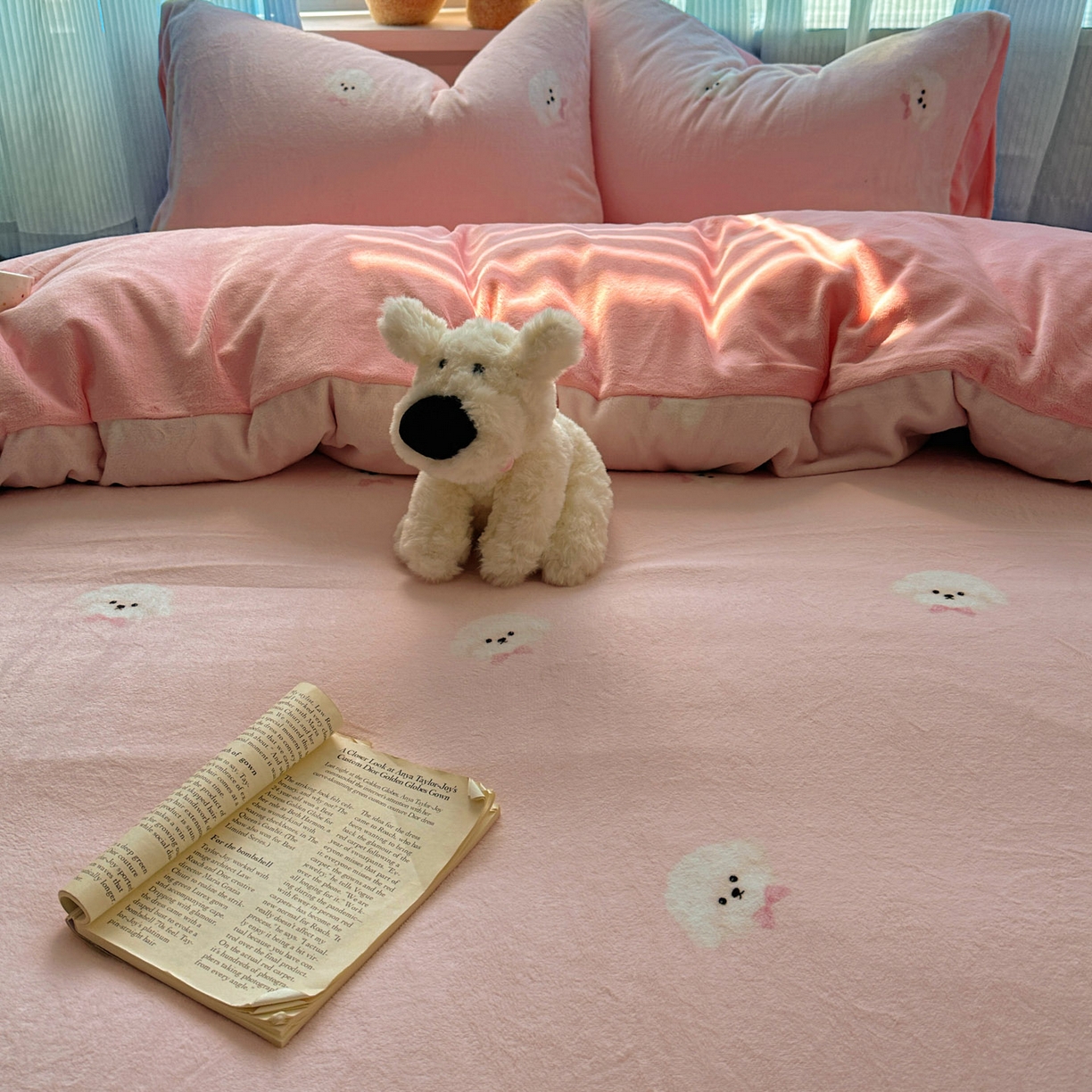 91家纺网 家纺一手货源 找家纺 （总）小叮当家纺仓储工厂店 买家秀 爆款花型2025新款小清新180克跑量款牛奶绒三件套四件套