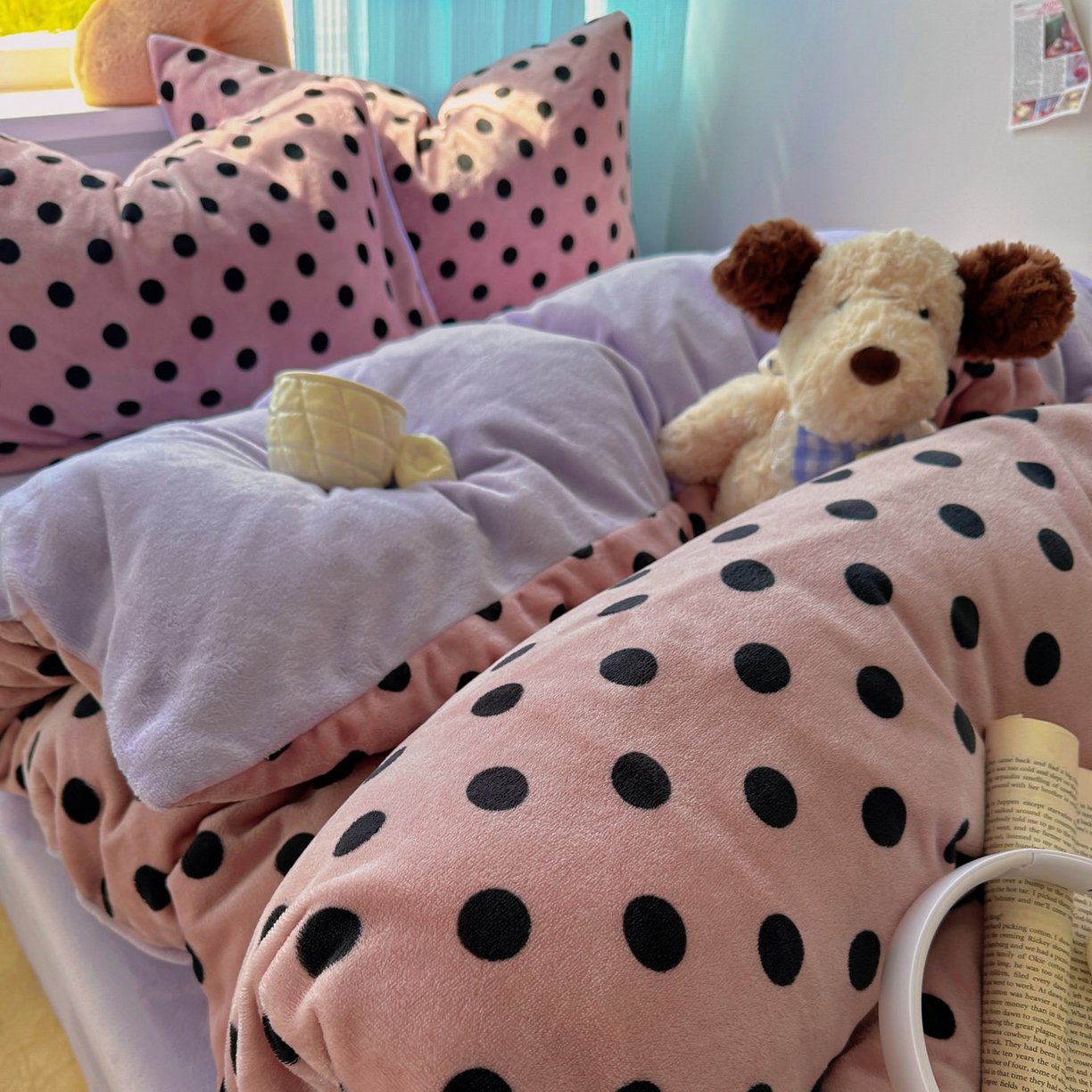 91家纺网 家纺一手货源 找家纺 小叮当家纺仓储工厂店 买家秀 爆款花型2025新款小清新180克跑量款牛奶绒三件套四件套 奶茶珍珠紫