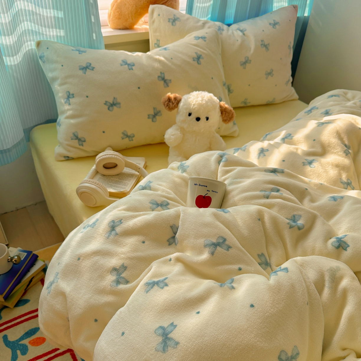 91家纺网 家纺一手货源 找家纺 小叮当家纺仓储工厂店 买家秀 爆款花型2025新款小清新180克跑量款牛奶绒三件套四件套 奶黄少女结