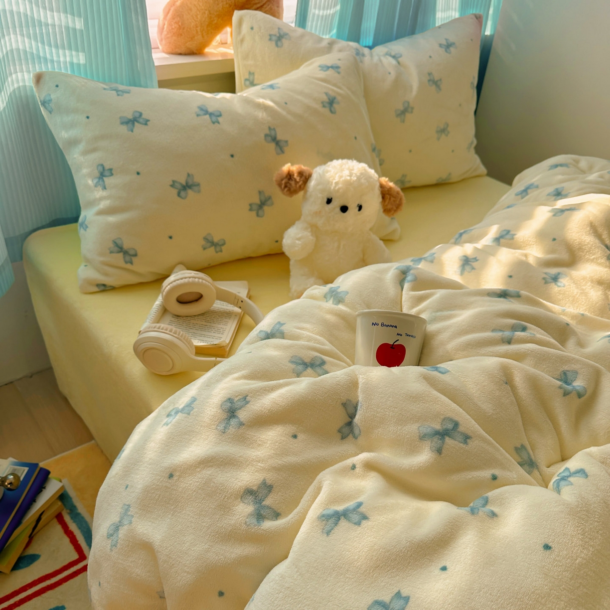 91家纺网 家纺一手货源 找家纺 小叮当家纺仓储工厂店 买家秀 爆款花型2025新款小清新180克跑量款牛奶绒三件套四件套 奶黄少女结