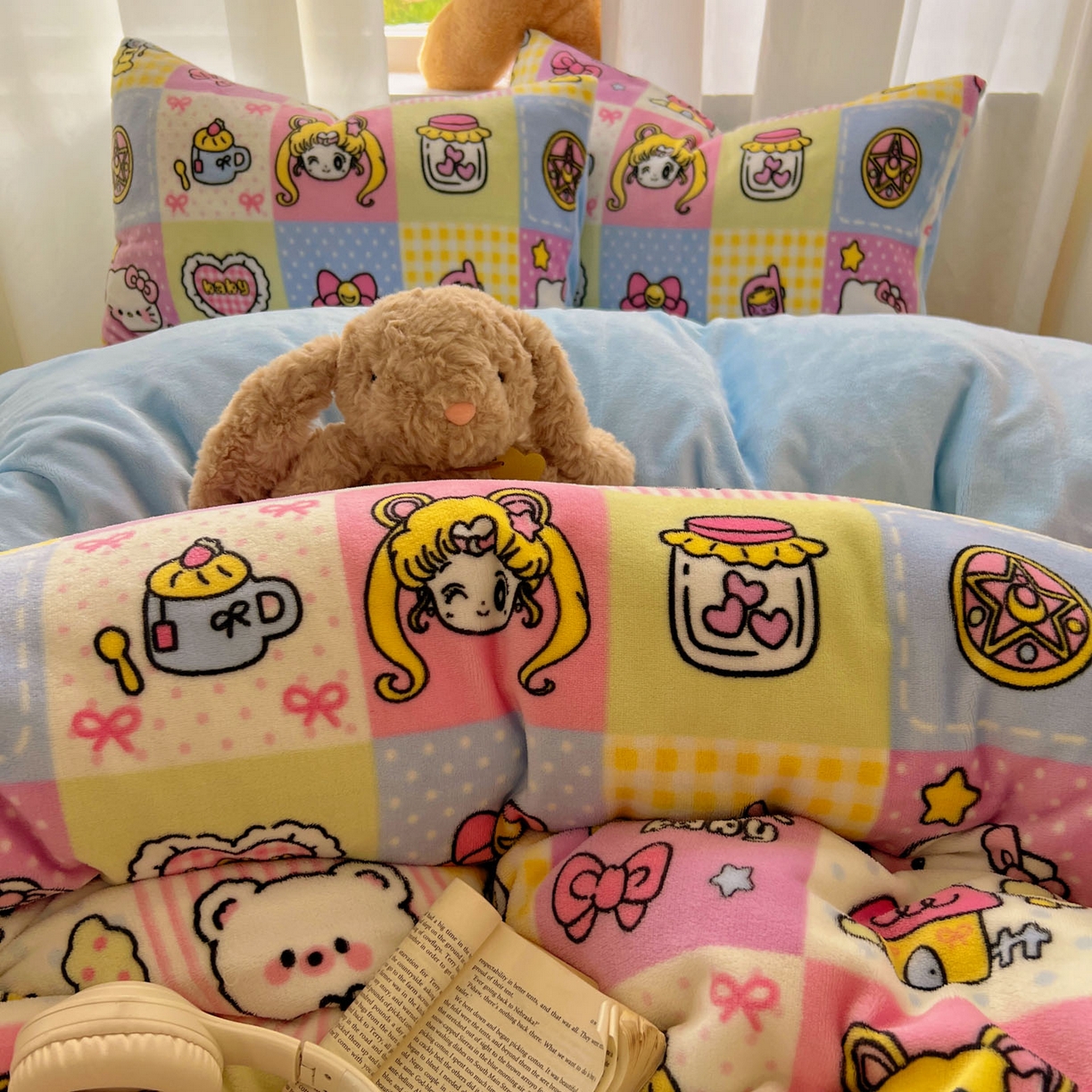 91家纺网 家纺一手货源 找家纺 小叮当家纺仓储工厂店 买家秀 爆款花型2025新款小清新180克跑量款牛奶绒三件套四件套 小女孩