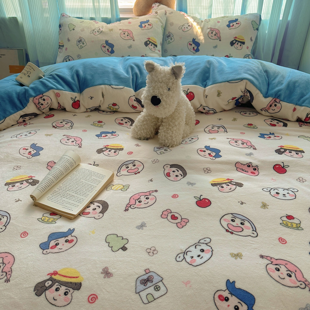 91家纺网 家纺一手货源 找家纺 小叮当家纺仓储工厂店 买家秀 爆款花型2025新款小清新180克跑量款牛奶绒三件套四件套 小新新