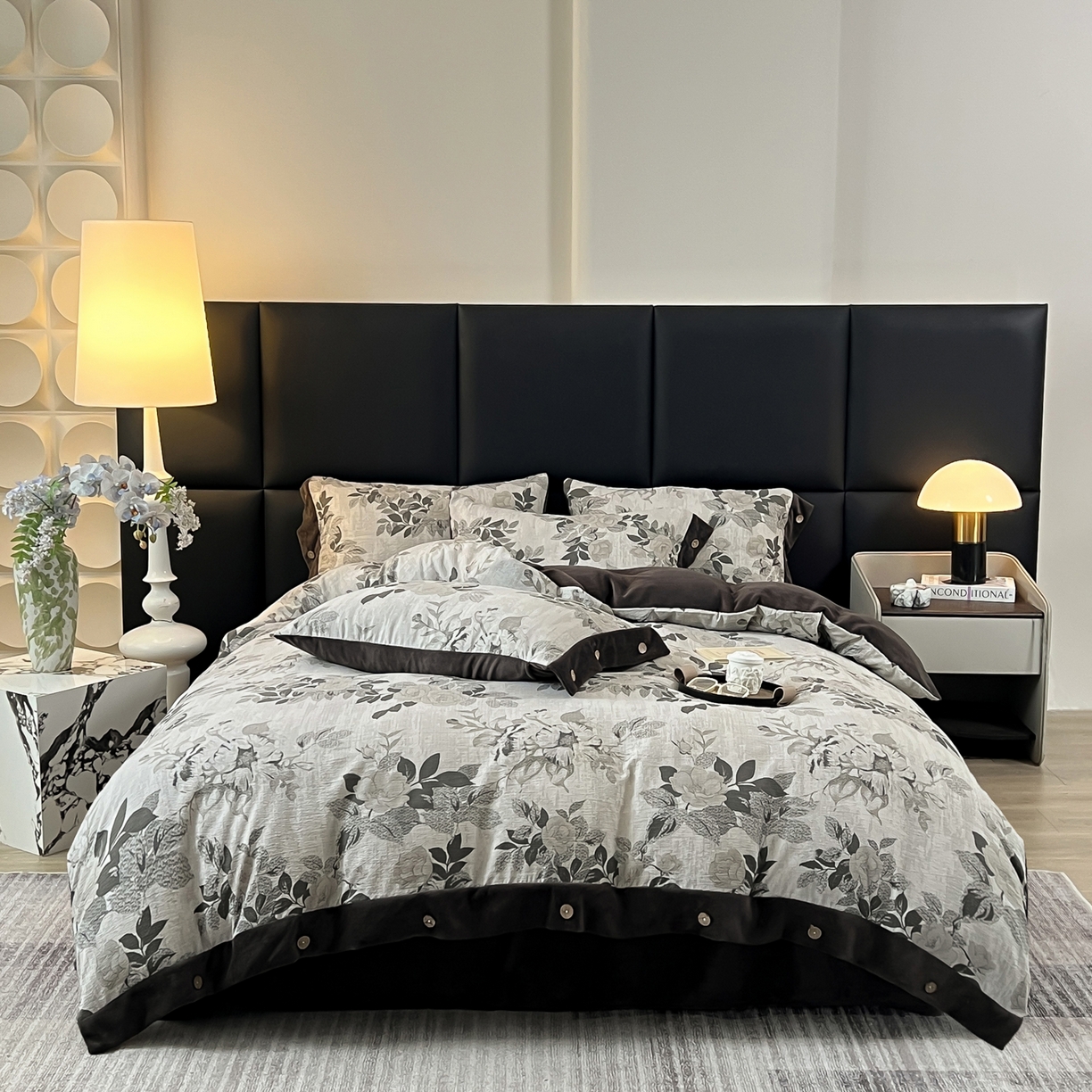 91家纺网 家纺一手货源 找家纺 吾诺家居 2025新款水洗原麻牛奶绒纽扣款四件套 晓梦