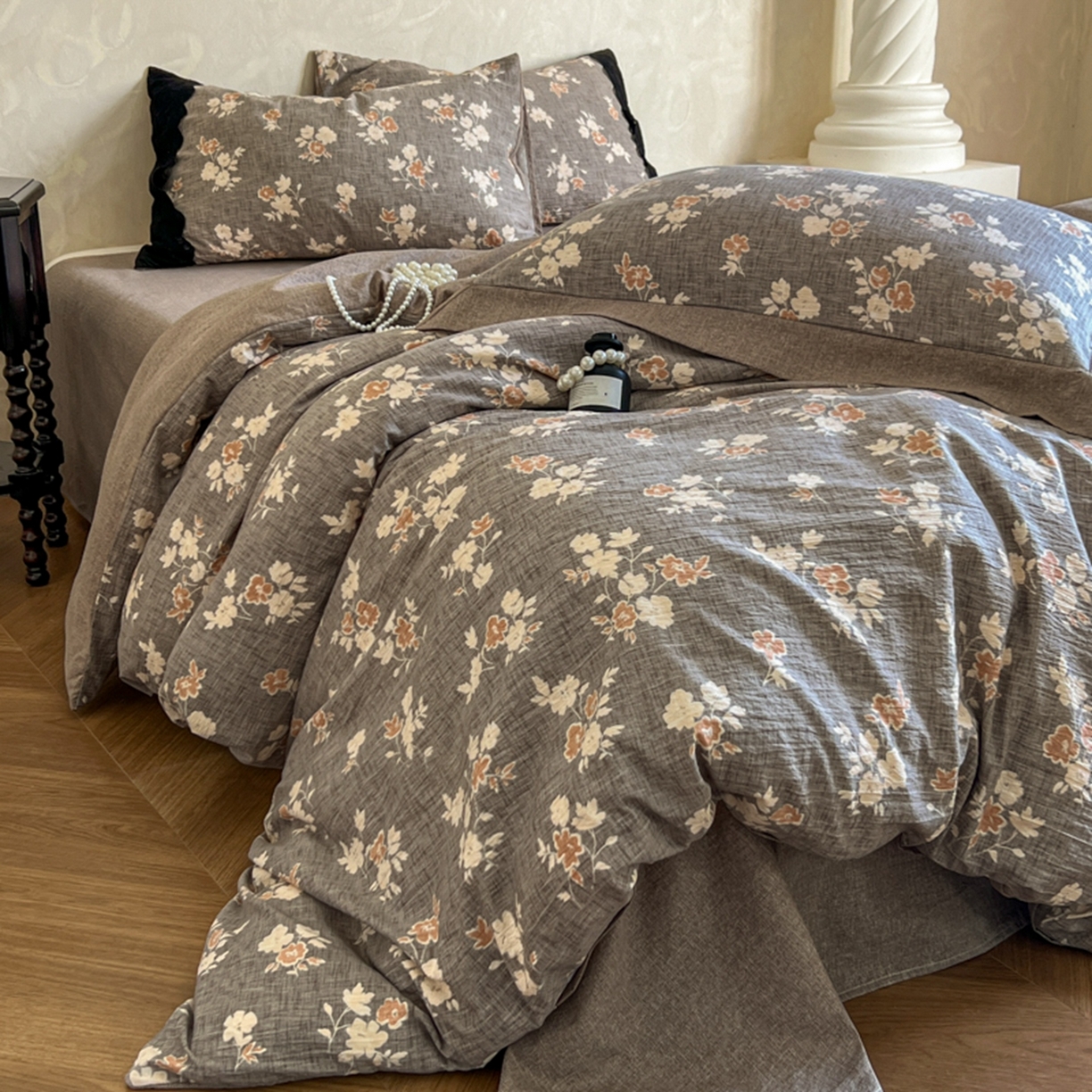 91家纺网 家纺一手货源 找家纺 （总）小叮当家纺仓储工厂店 买家秀 爆款花型2025秋冬新款磨毛复古亚麻棉麻提花超软四件套