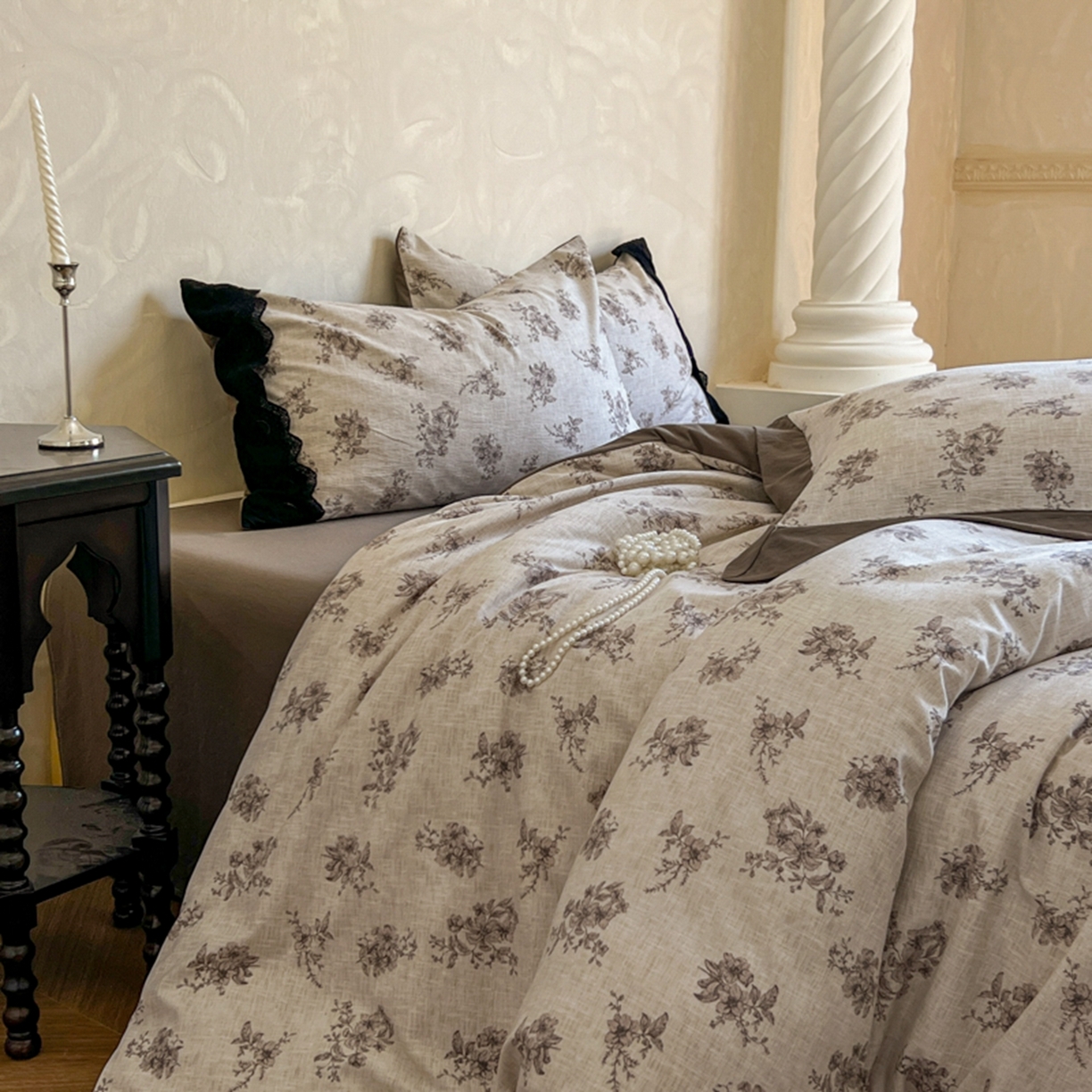 91家纺网 家纺一手货源 找家纺 小叮当家纺仓储工厂店 买家秀 爆款花型2025秋冬新款磨毛复古亚麻棉麻提花超软四件套 素锦花漾