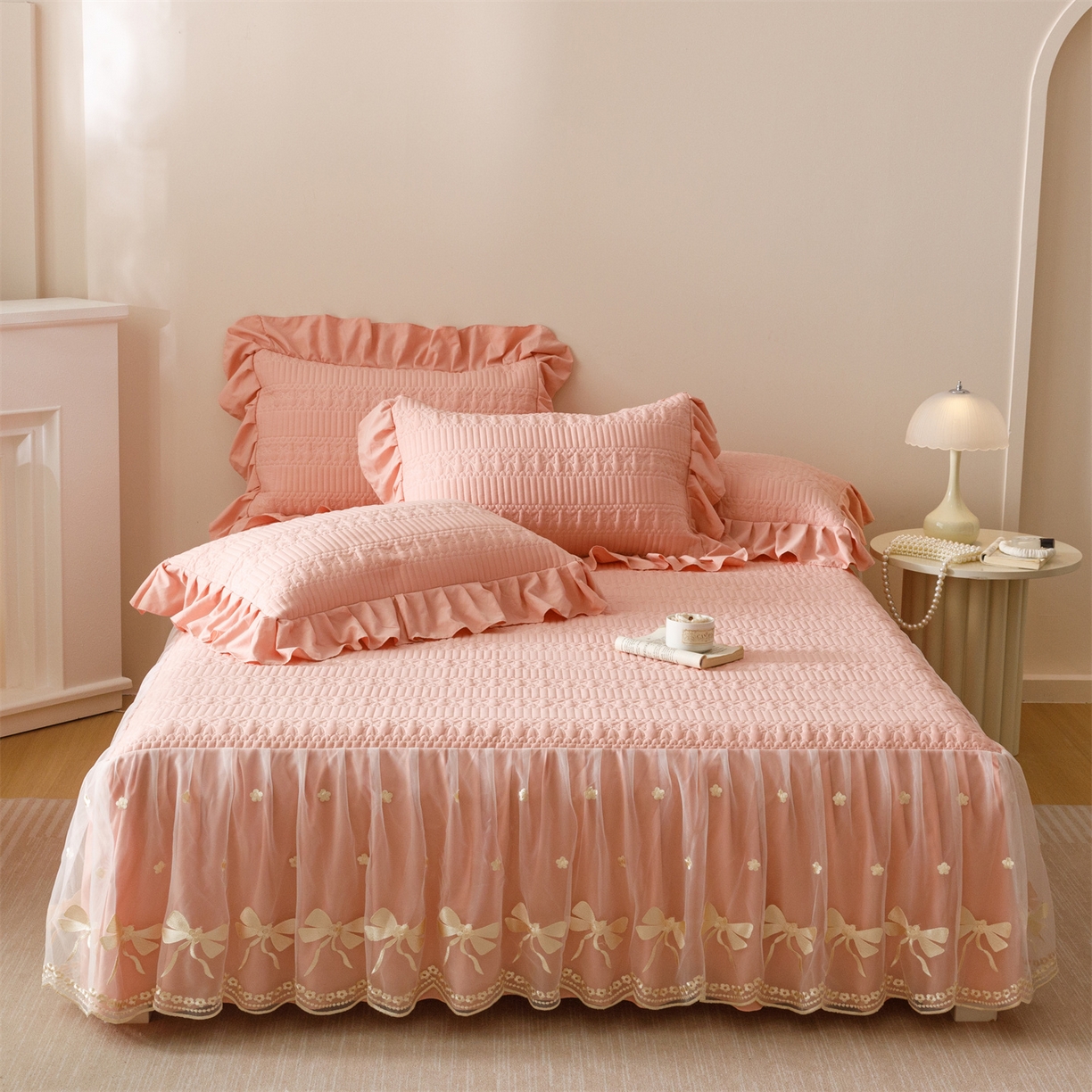 91家纺网 家纺一手货源 找家纺 （总）好儿喜家纺 2025新款A类水洗棉床裙三件套-拉贝尔系列