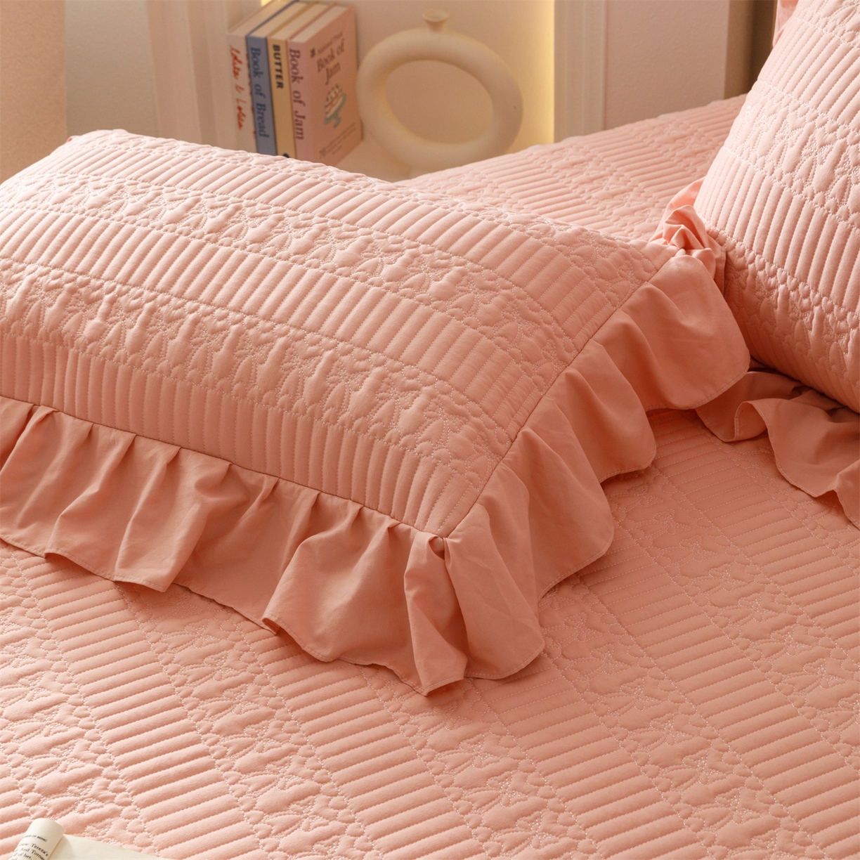 91家纺网 家纺一手货源 找家纺 （总）好儿喜家纺 2025新款A类水洗棉床裙三件套-拉贝尔系列