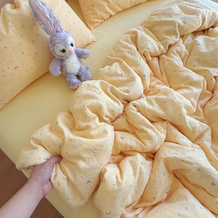 91家纺网 家纺一手货源 找家纺 （总）8+8 2025新款全棉A类母婴级抗菌有氧全棉双层纱亲肤全棉小清新印花三件套四件套