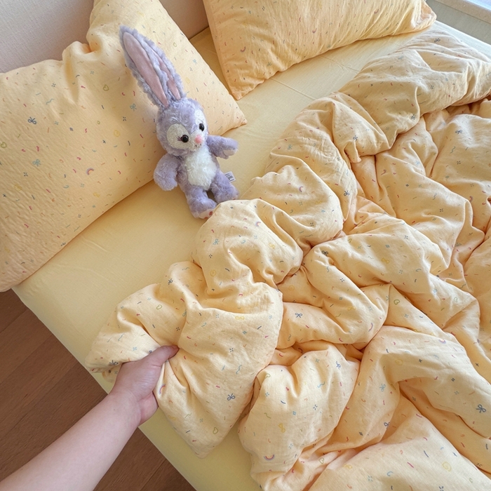 91家纺网 家纺一手货源 找家纺 （总）8+8 2025新款全棉A类母婴级抗菌有氧全棉双层纱亲肤全棉小清新印花三件套四件套