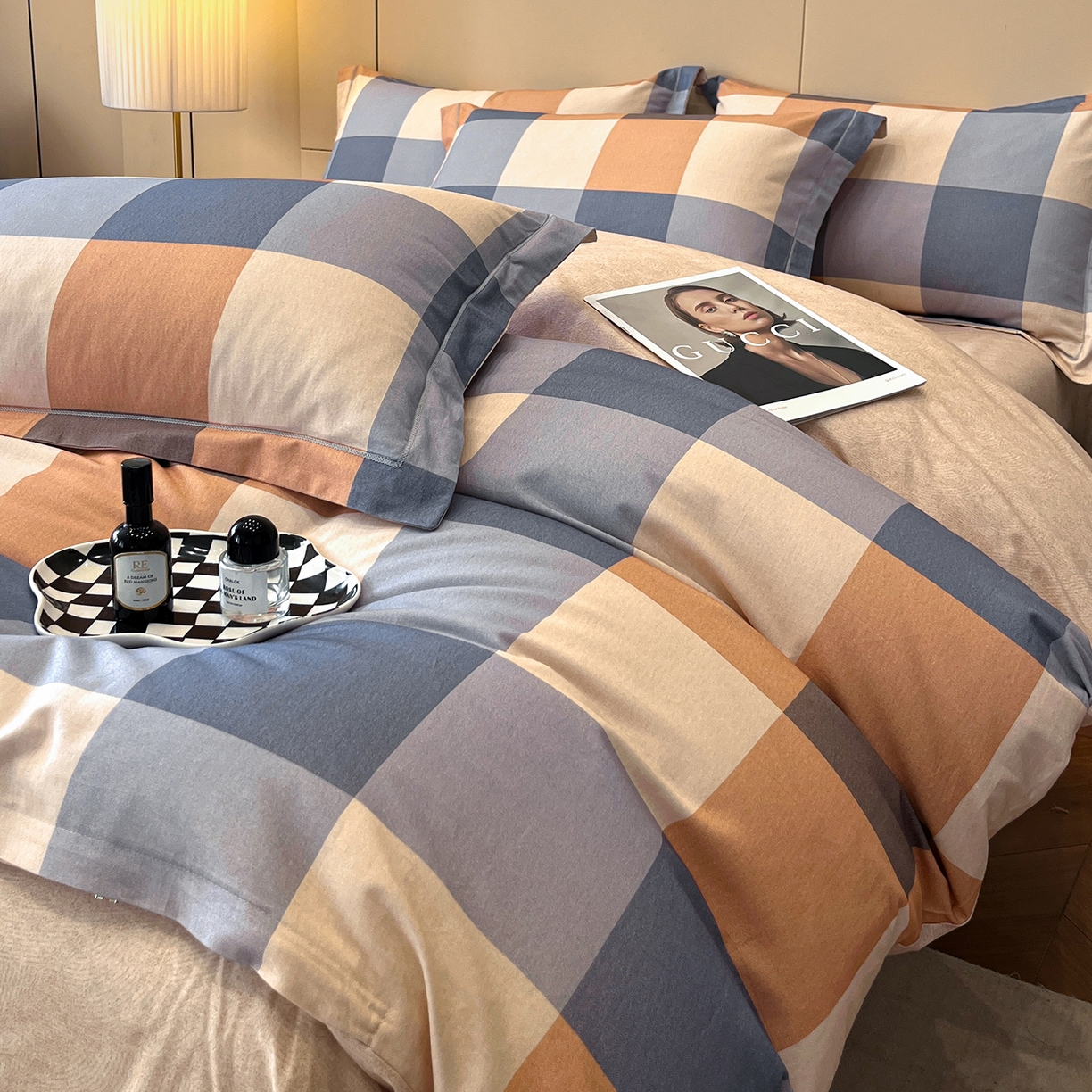 91家纺网 家纺一手货源 找家纺 简如 2025新款100%全棉纯棉磨毛四件套（有买家秀） 简伯格-桔