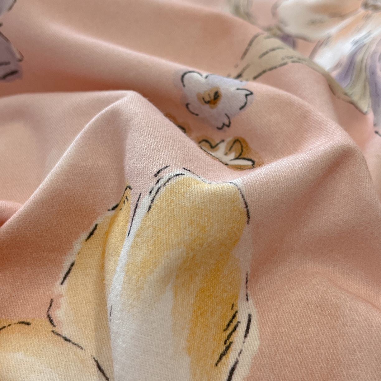 91家纺网 家纺一手货源 找家纺 简如 2025新款100%全棉纯棉磨毛四件套（有买家秀） 恋歌-粉