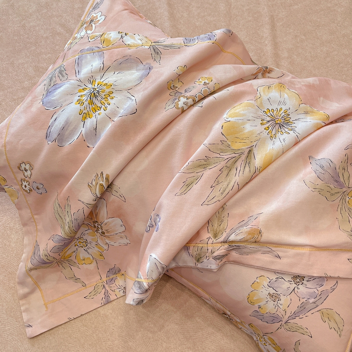 91家纺网 家纺一手货源 找家纺 简如 2025新款100%全棉纯棉磨毛四件套（有买家秀） 恋歌-粉