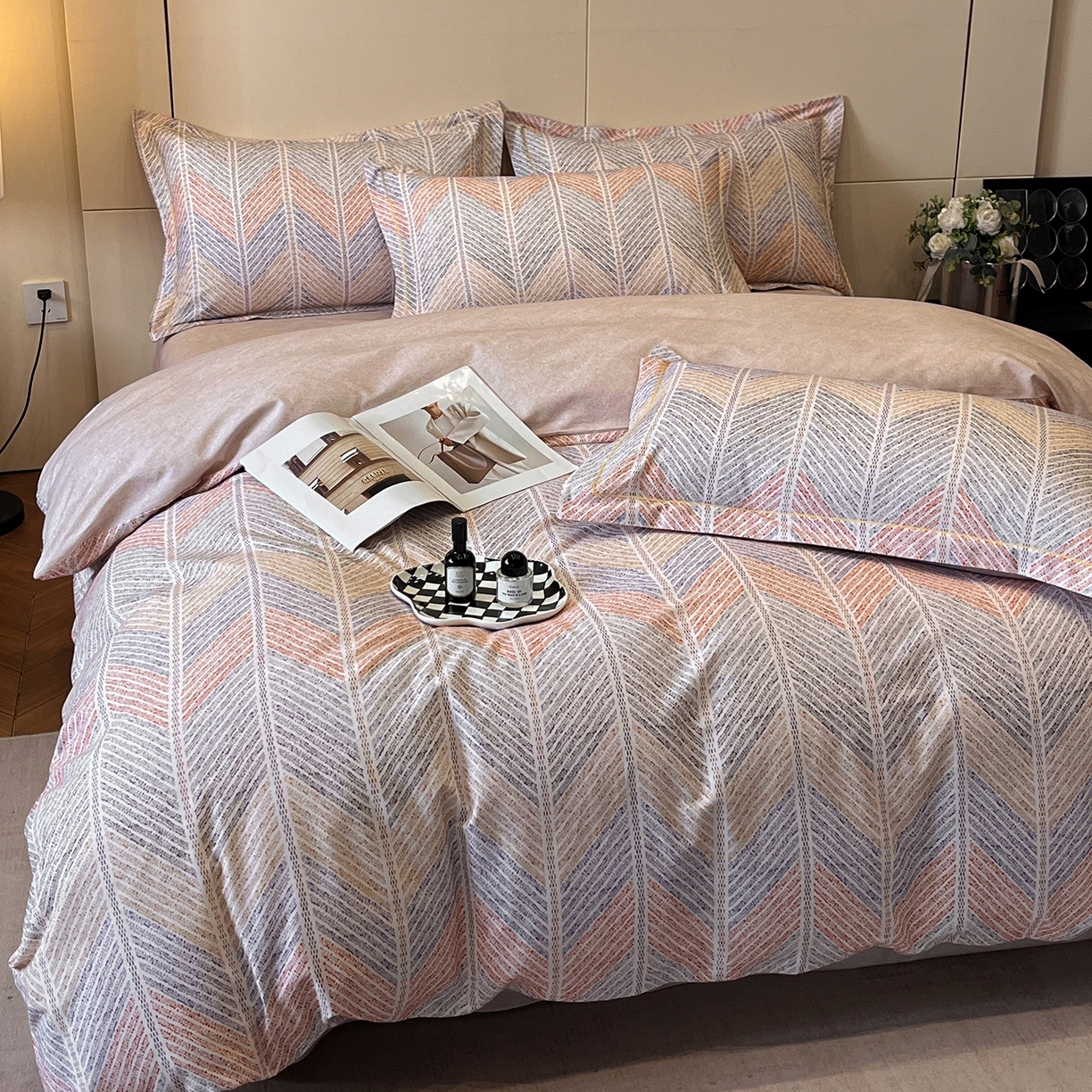 91家纺网 家纺一手货源 找家纺 简如 2025新款100%全棉纯棉磨毛四件套（有买家秀） 曼迪尼-桔