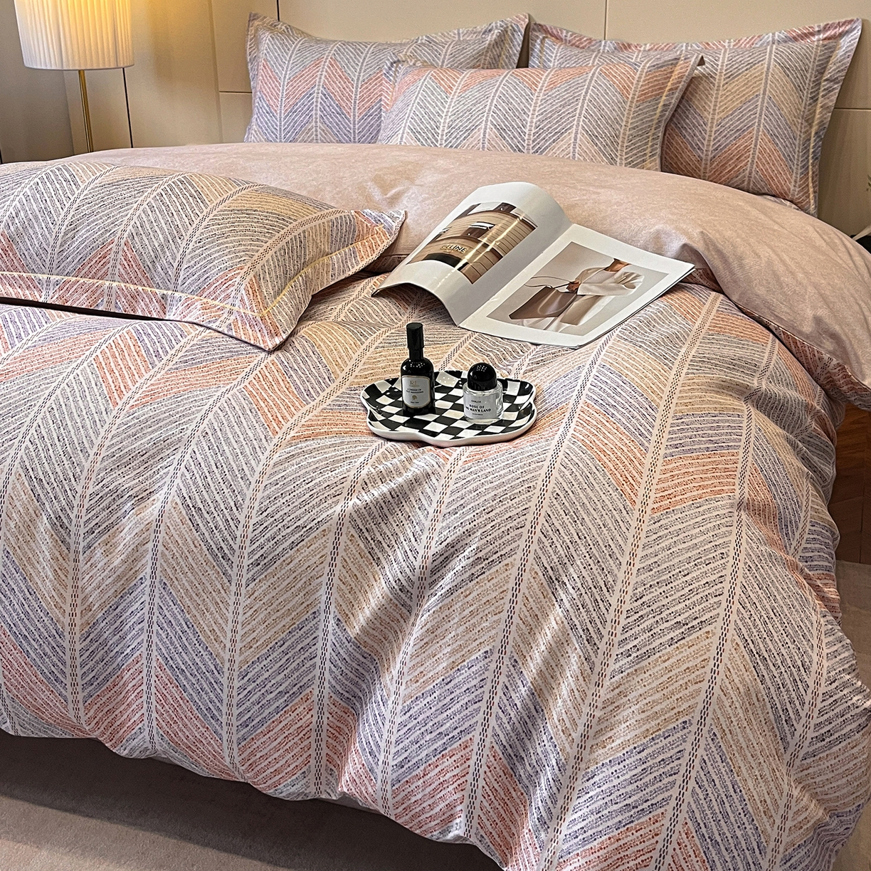 91家纺网 家纺一手货源 找家纺 简如 2025新款100%全棉纯棉磨毛四件套（有买家秀） 曼迪尼-桔