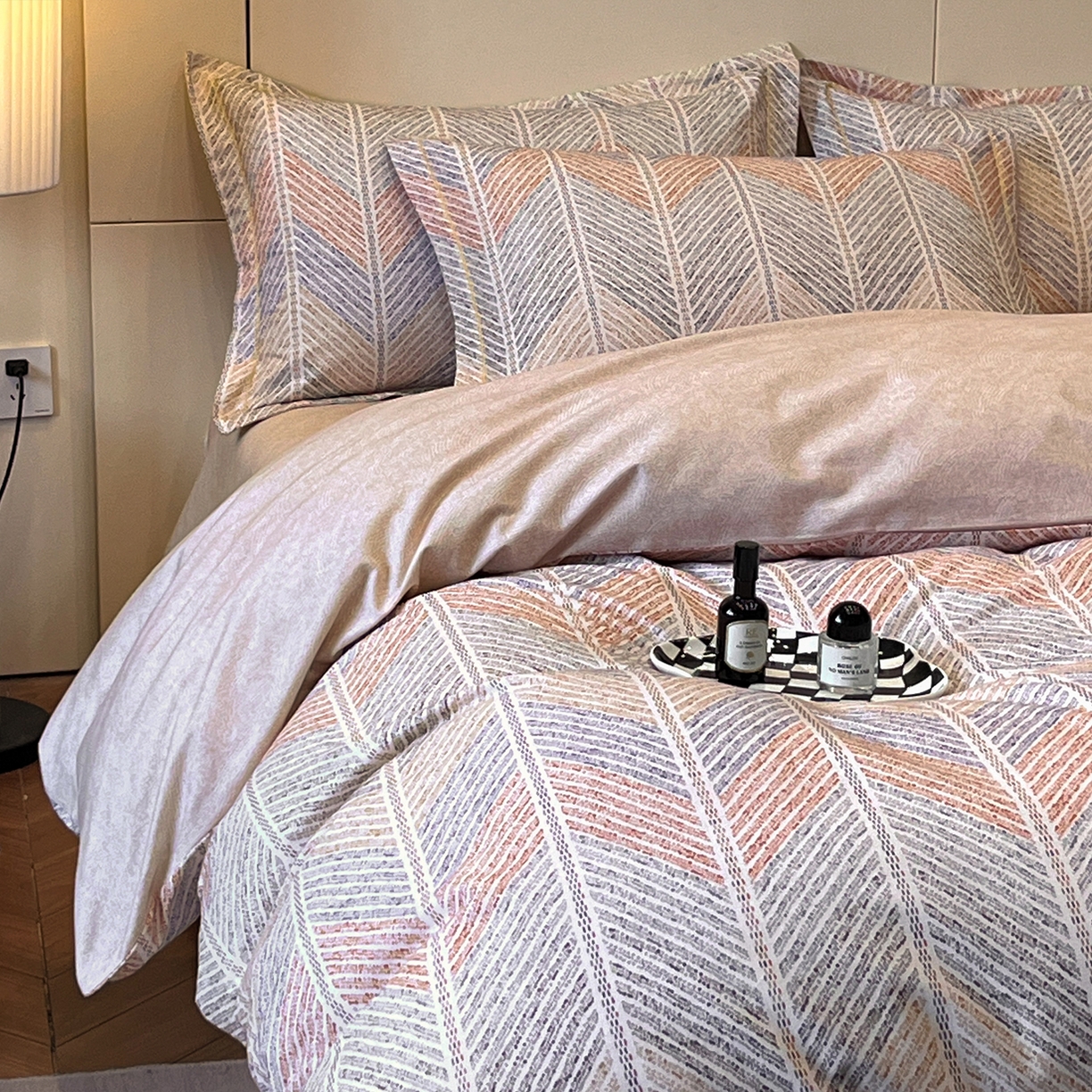 91家纺网 家纺一手货源 找家纺 简如 2025新款100%全棉纯棉磨毛四件套（有买家秀） 曼迪尼-桔