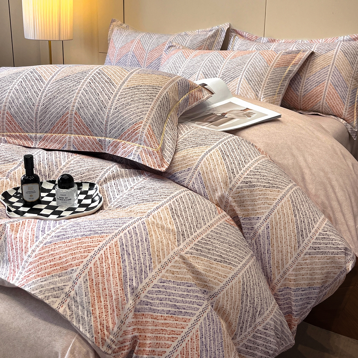 91家纺网 家纺一手货源 找家纺 简如 2025新款100%全棉纯棉磨毛四件套（有买家秀） 曼迪尼-桔