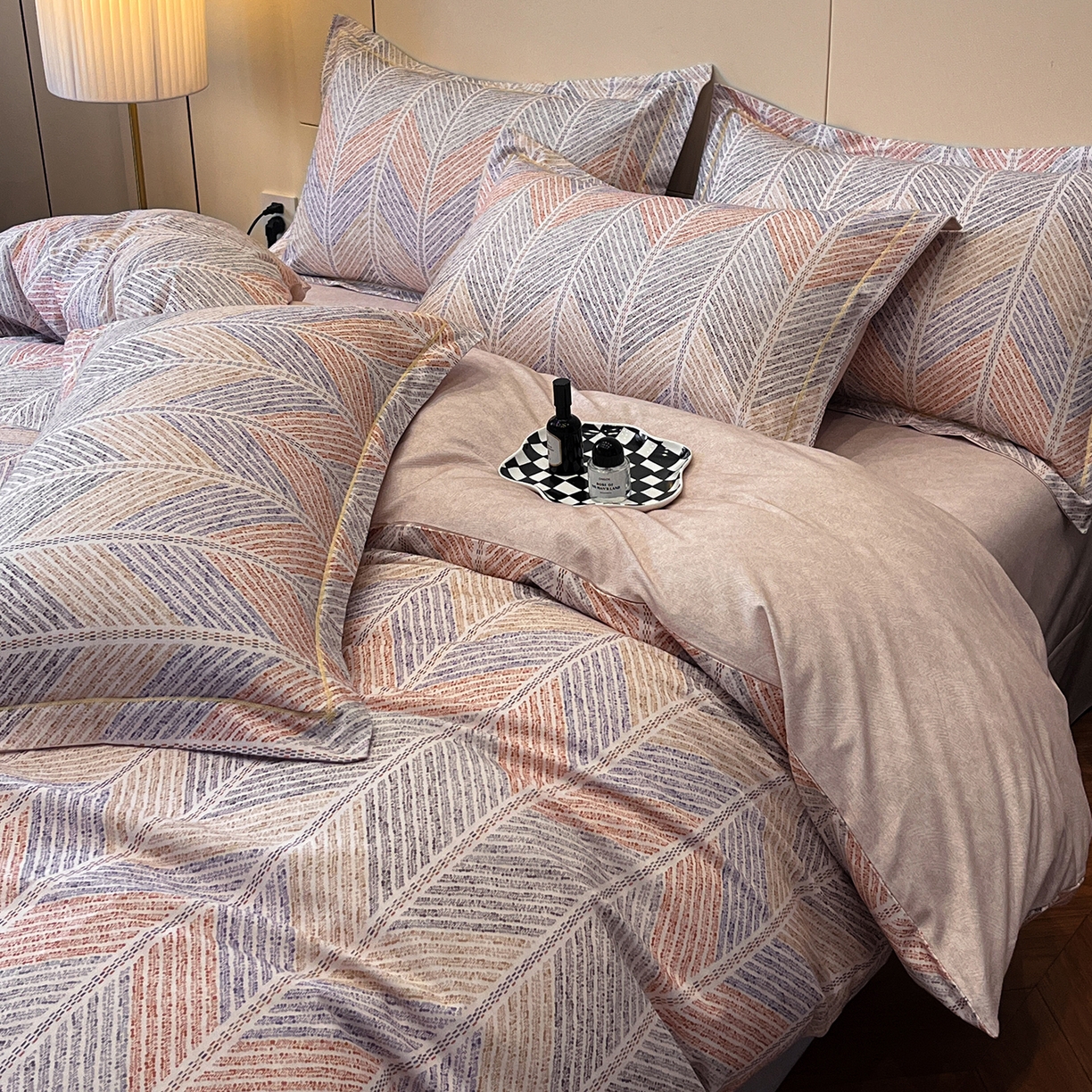 91家纺网 家纺一手货源 找家纺 简如 2025新款100%全棉纯棉磨毛四件套（有买家秀） 曼迪尼-桔