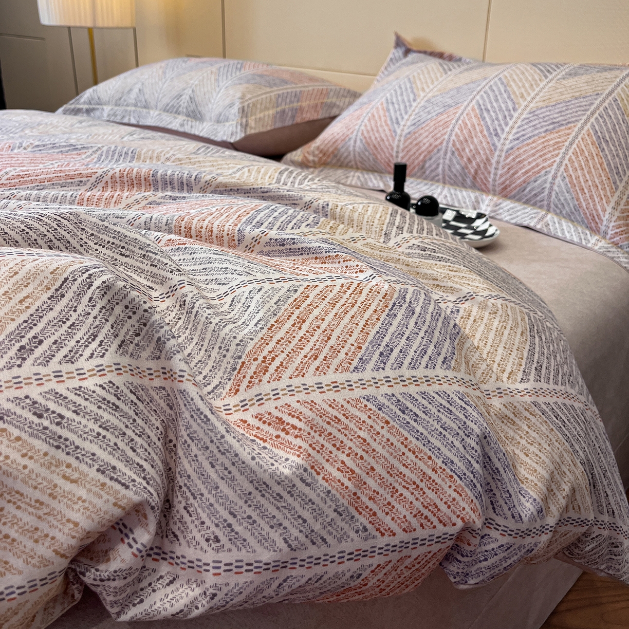 91家纺网 家纺一手货源 找家纺 简如 2025新款100%全棉纯棉磨毛四件套（有买家秀） 曼迪尼-桔