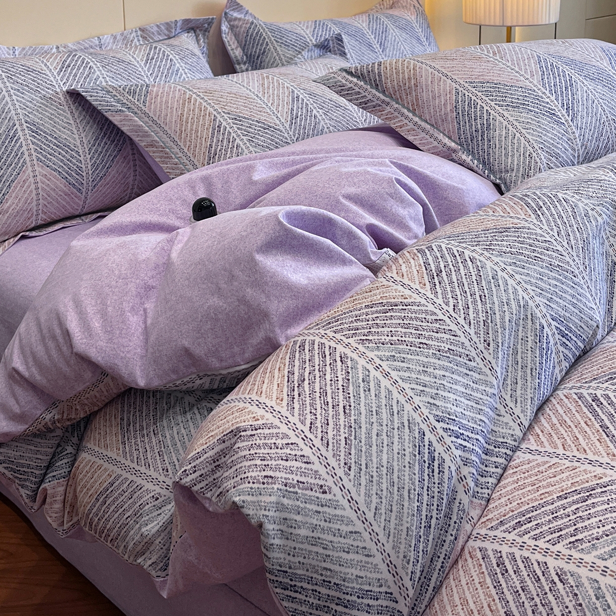 简如 2025新款100%全棉纯棉磨毛四件套（有买家秀） 曼迪尼-紫