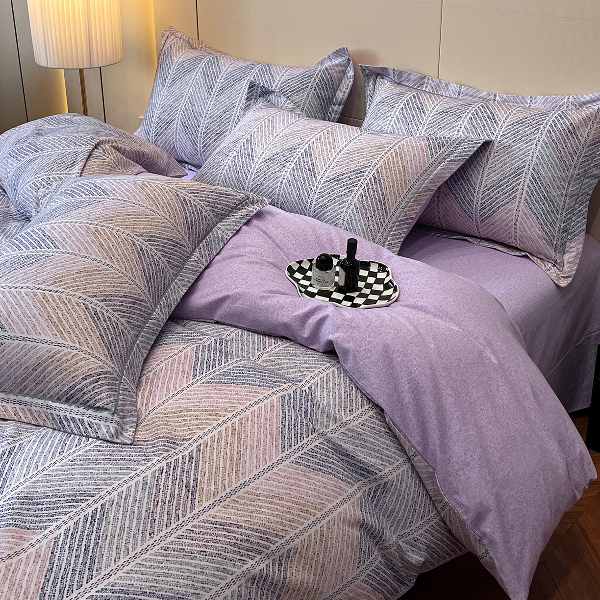 91家纺网 家纺一手货源 找家纺 简如 2025新款100%全棉纯棉磨毛四件套（有买家秀） 曼迪尼-紫